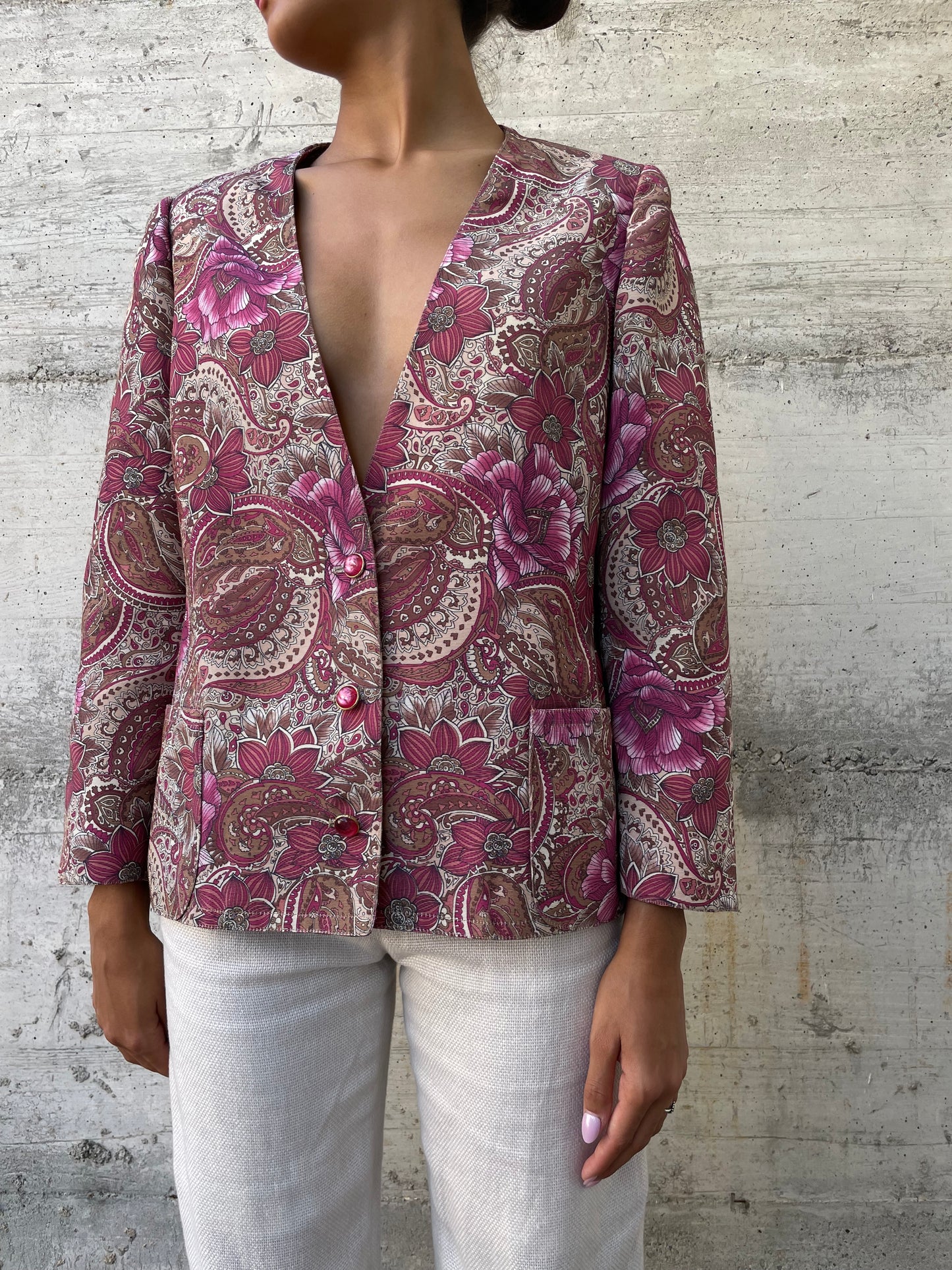 Blazer sartoriale in misto cotone fantasia - taglia M