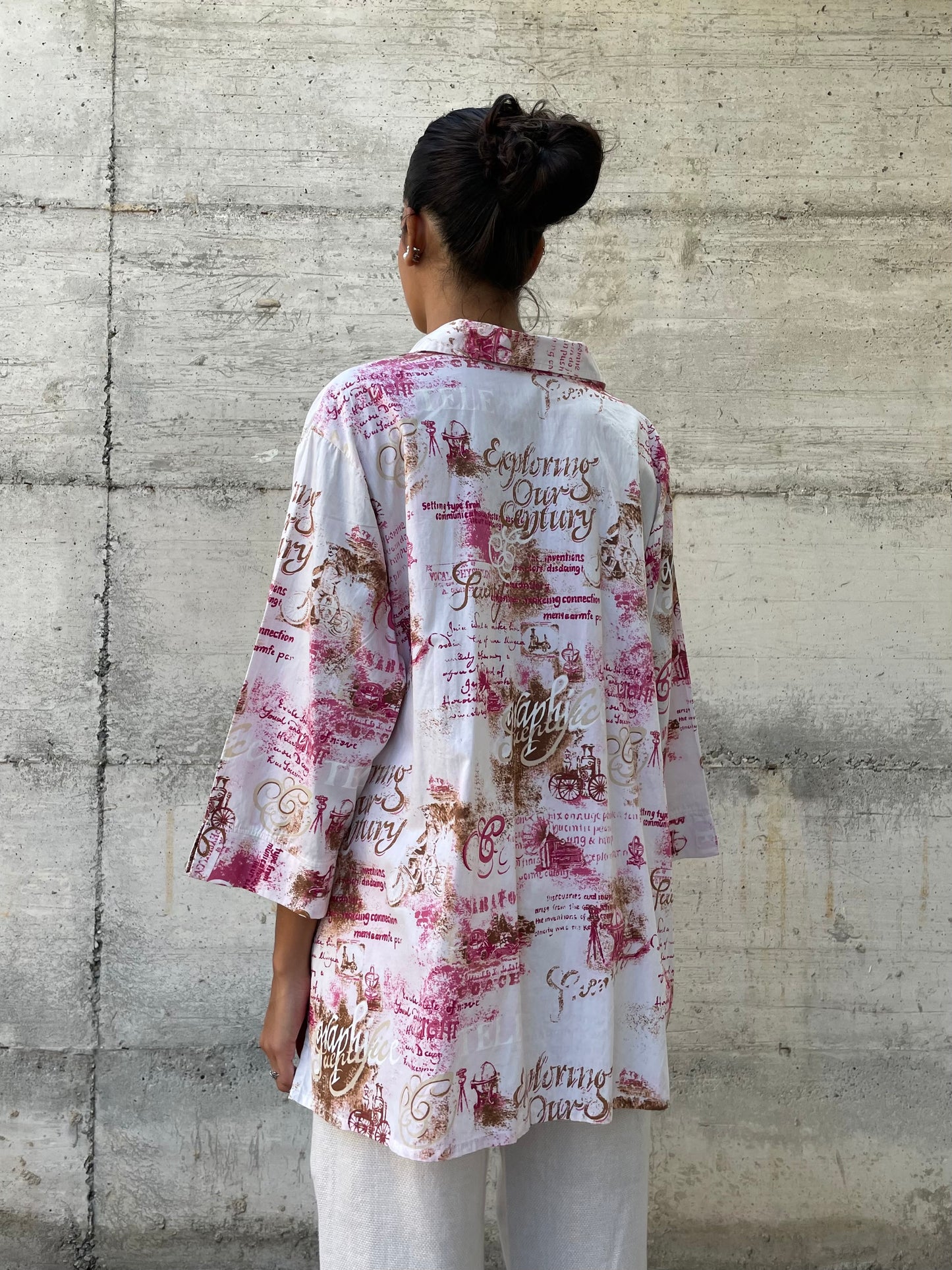 Maxi camicia kimono fantasia 100% cotone, taglia unica