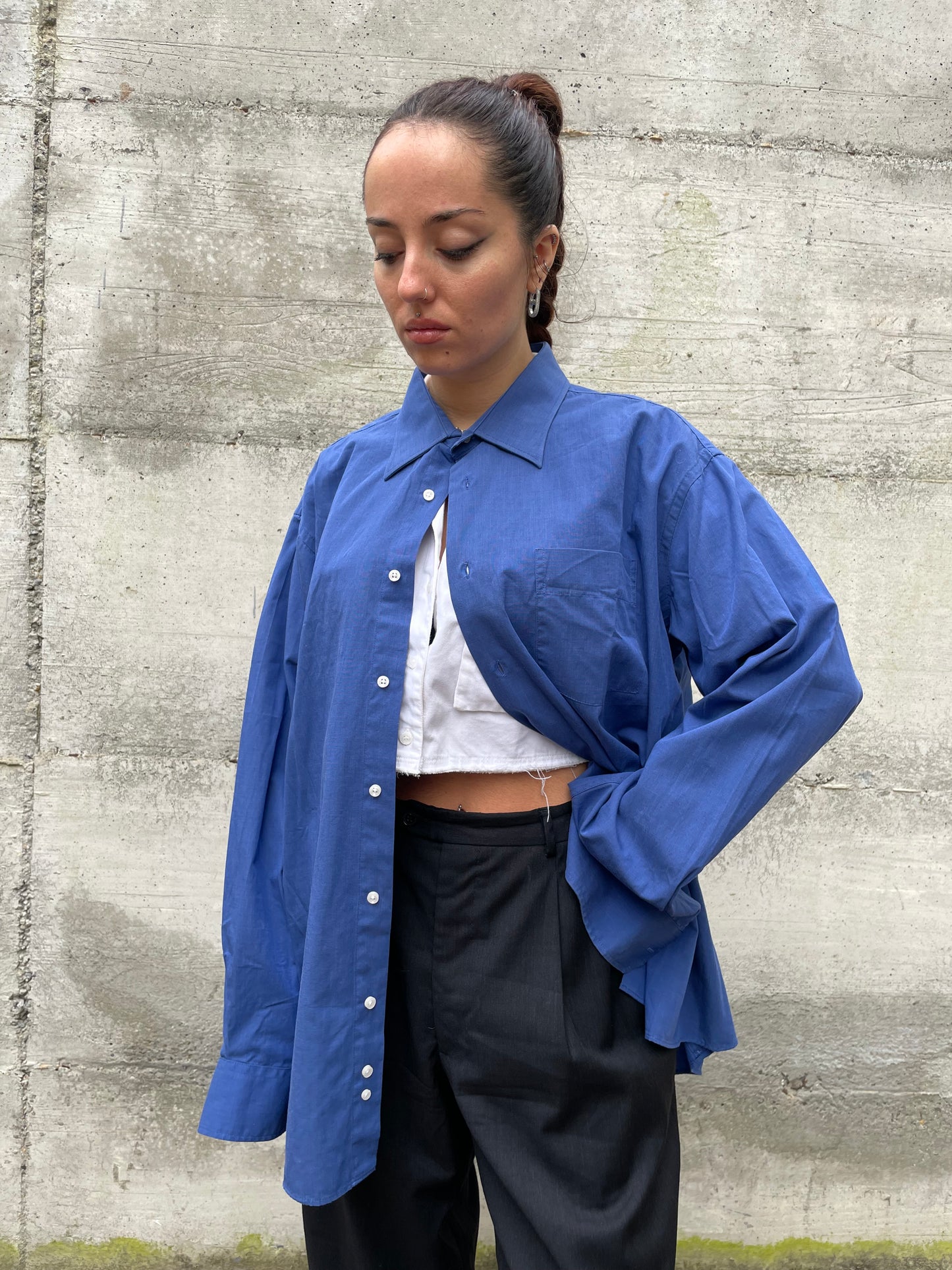 Camicia blu chino Aldo Colitti 100% cotone, taglia M uomo