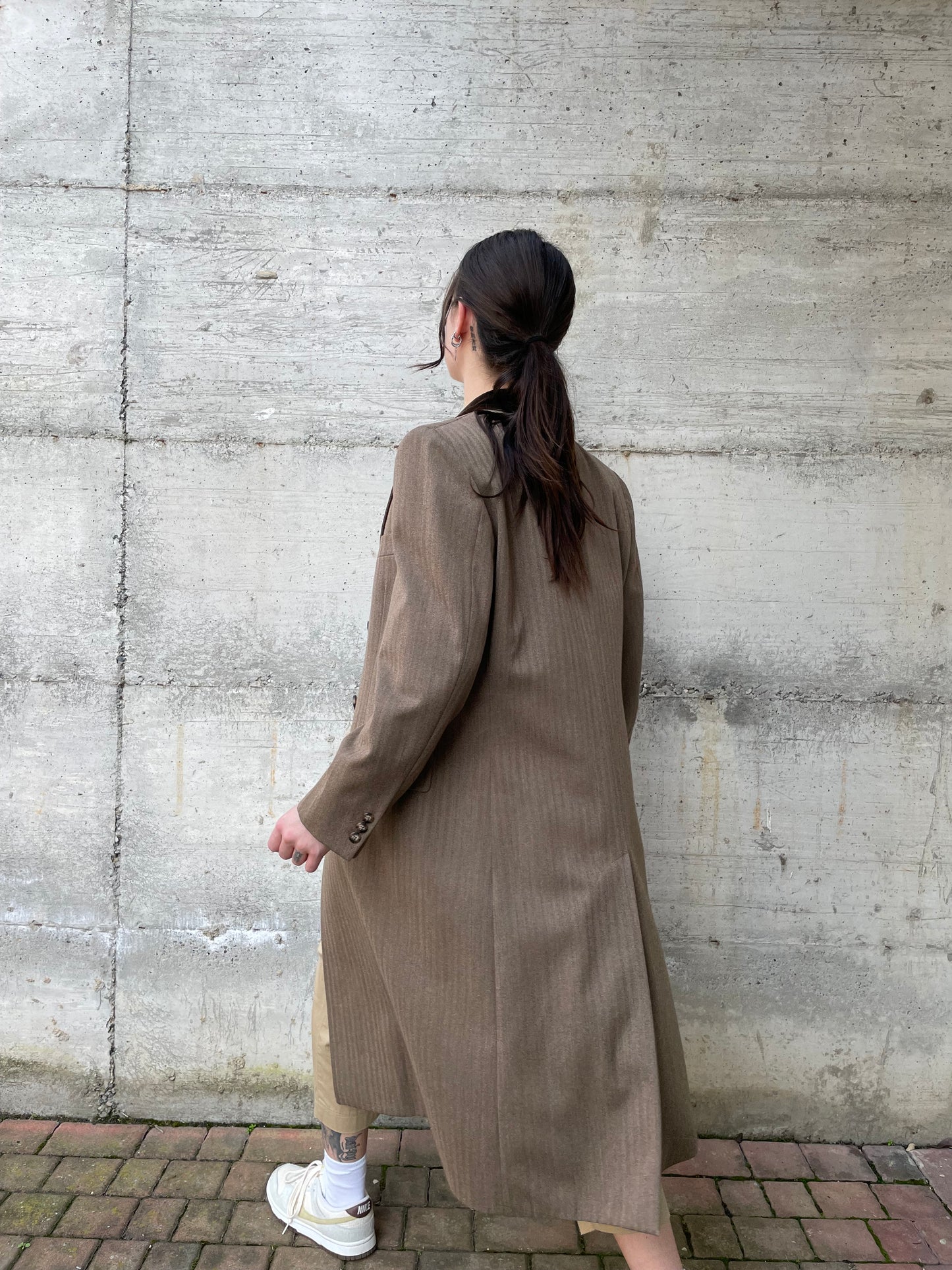 Soprabito cachi gessato mezza stagione 100% lana - 44it donna