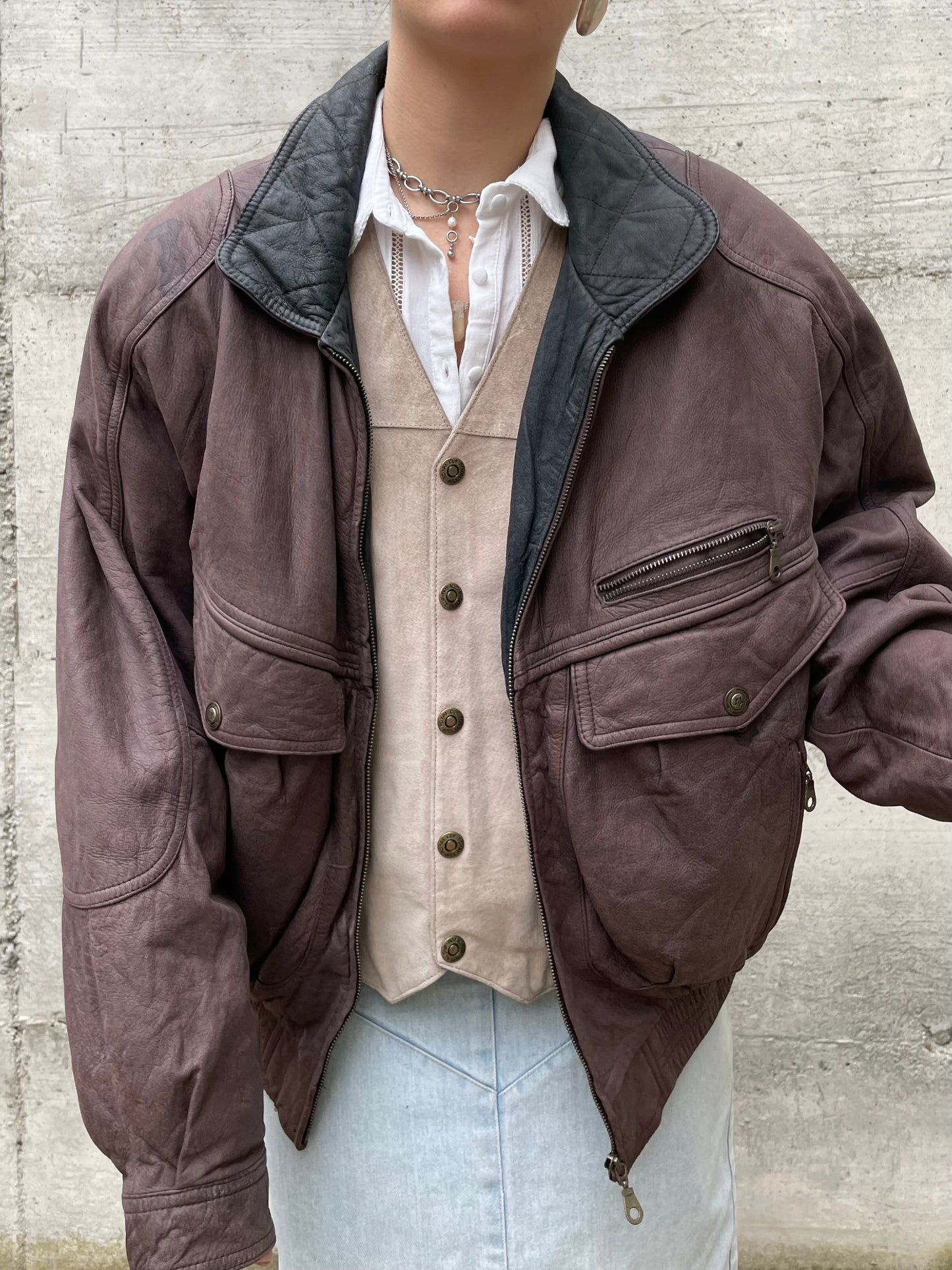 Bomber vinaccia vera pelle - L uomo