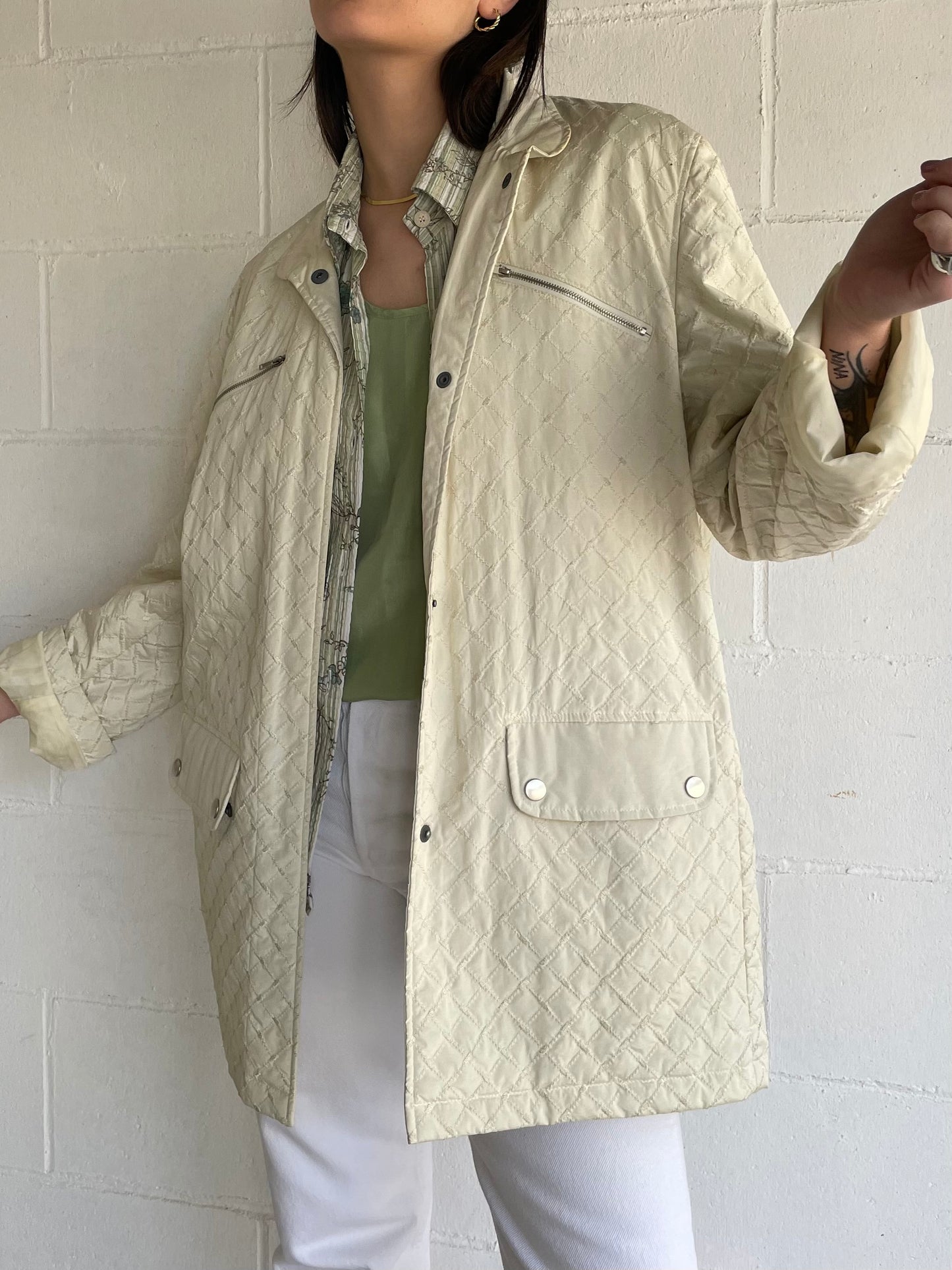 Giacca leggera trapuntata misto cotone avorio - Andrea Marè