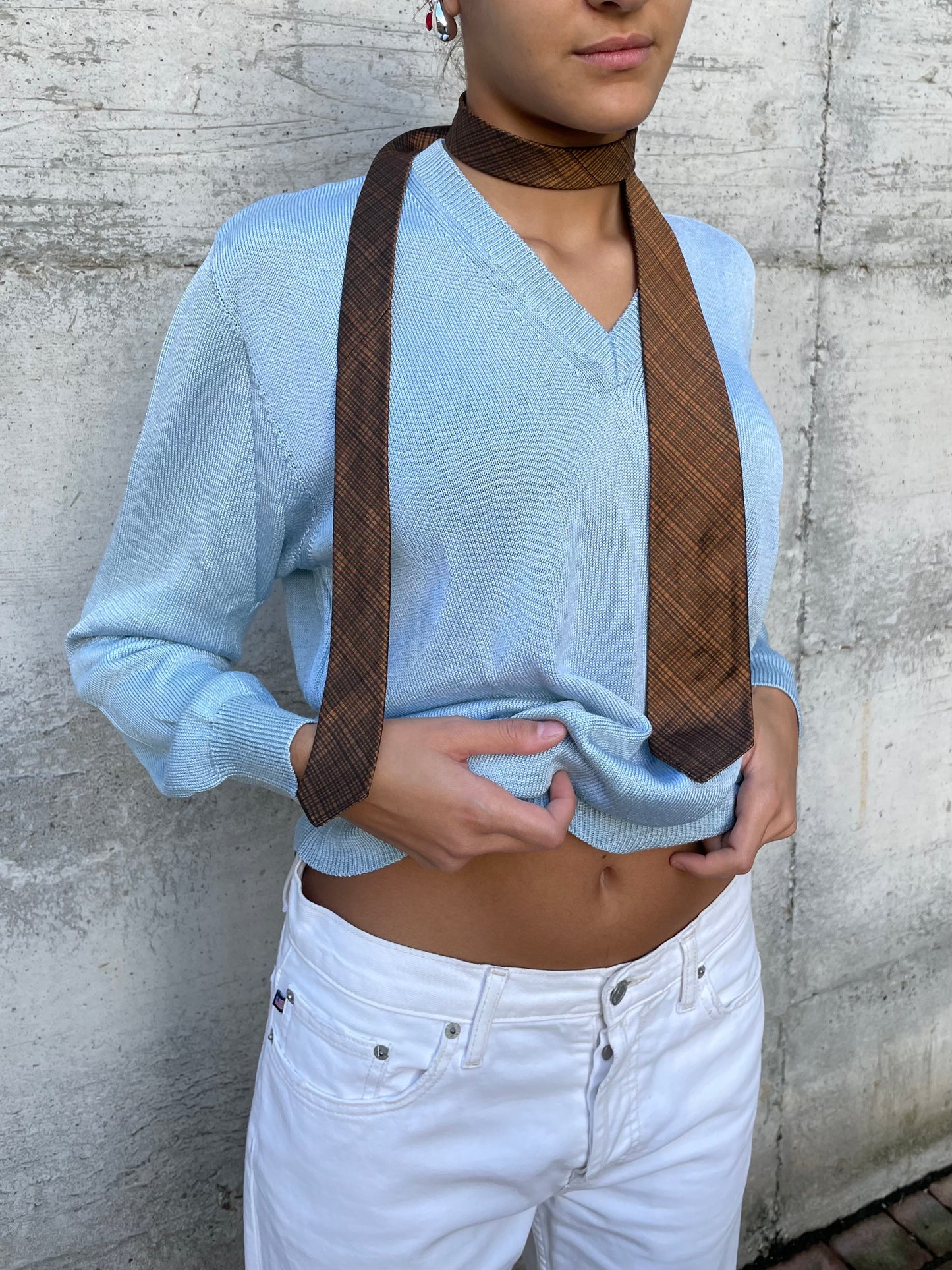 Maglioncino sartoriale 100% cotone scollo a V - taglia M