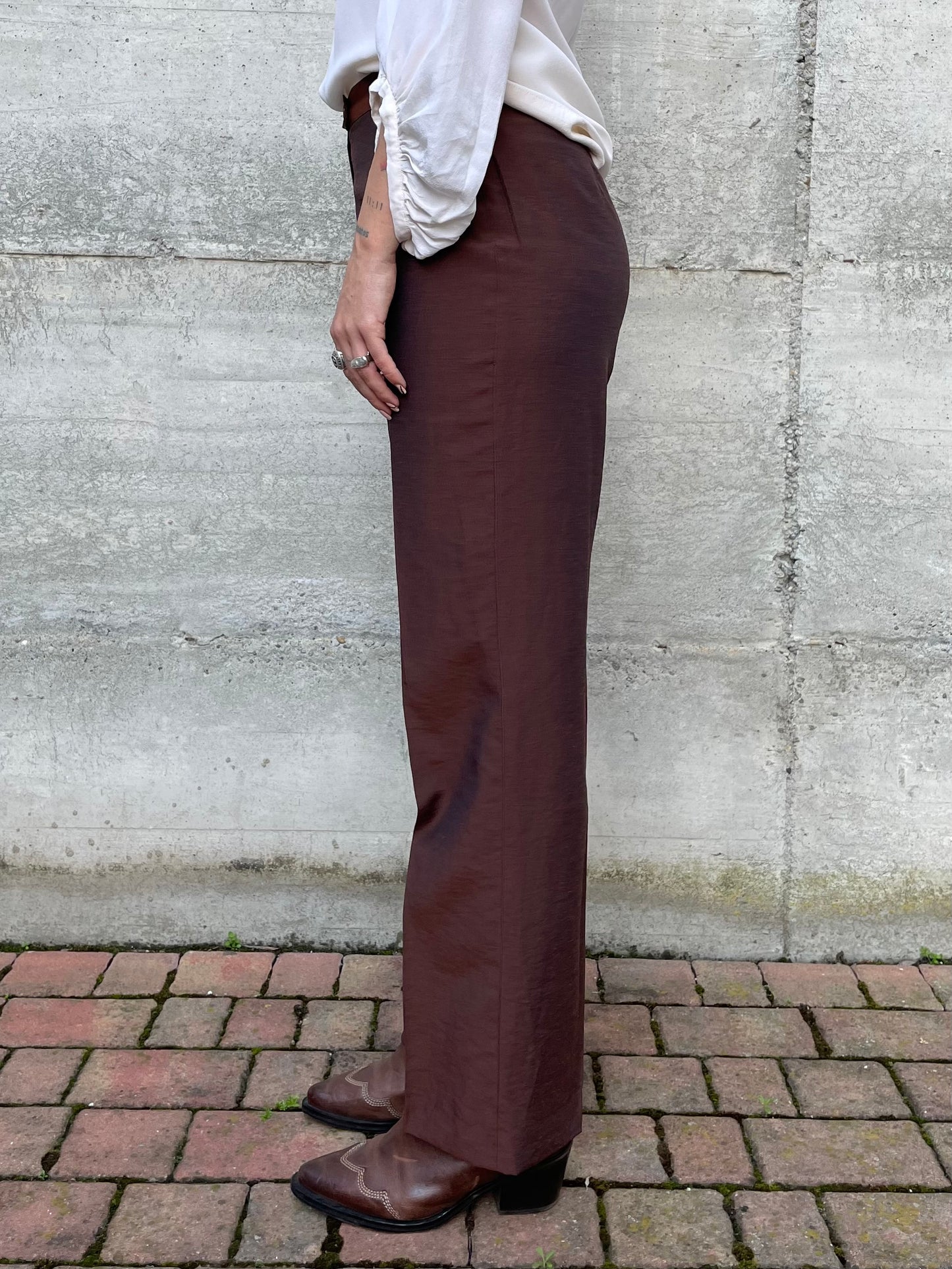 Pantalone chino shantung - misto lino e viscosa - tg. 40/42