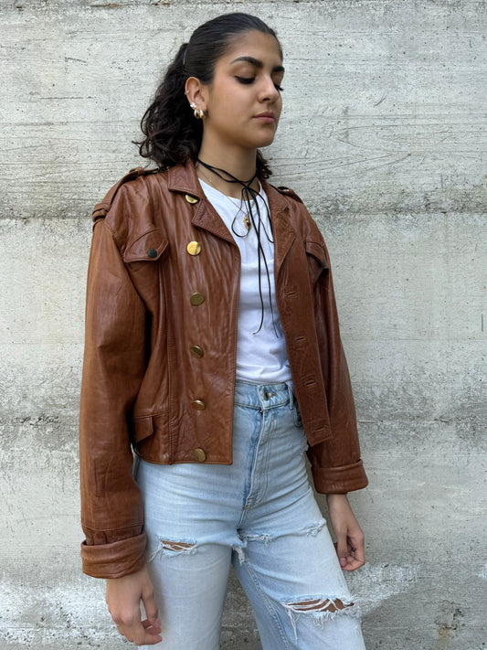 Bomber 80s donna cropped ruggine