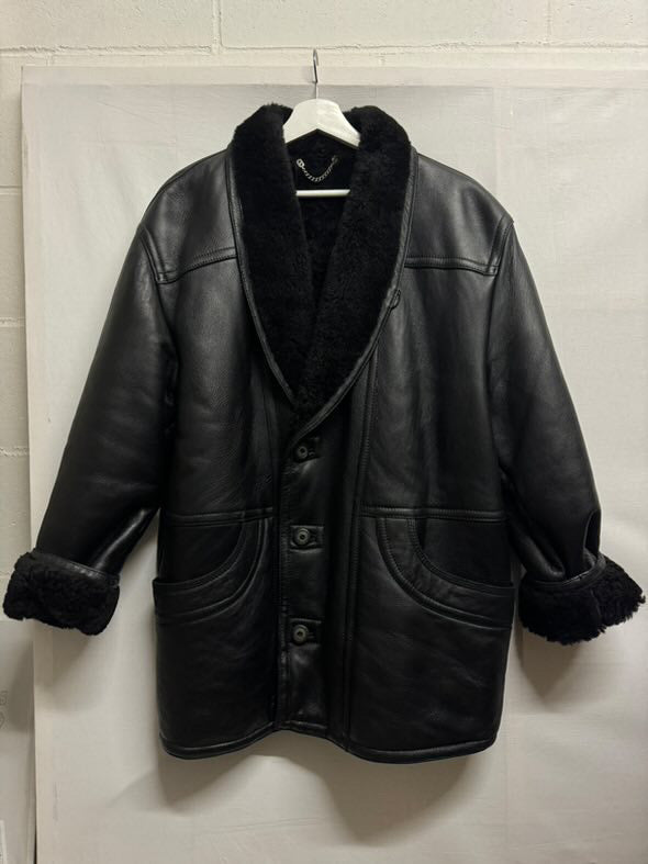 Montone Shearling nero in nappa, taglia 50it uomo (M)