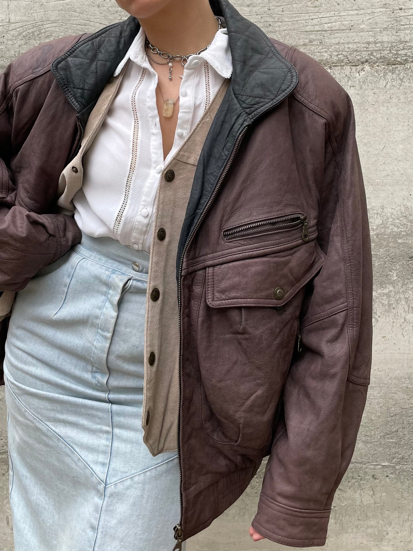 Bomber vinaccia vera pelle - L uomo