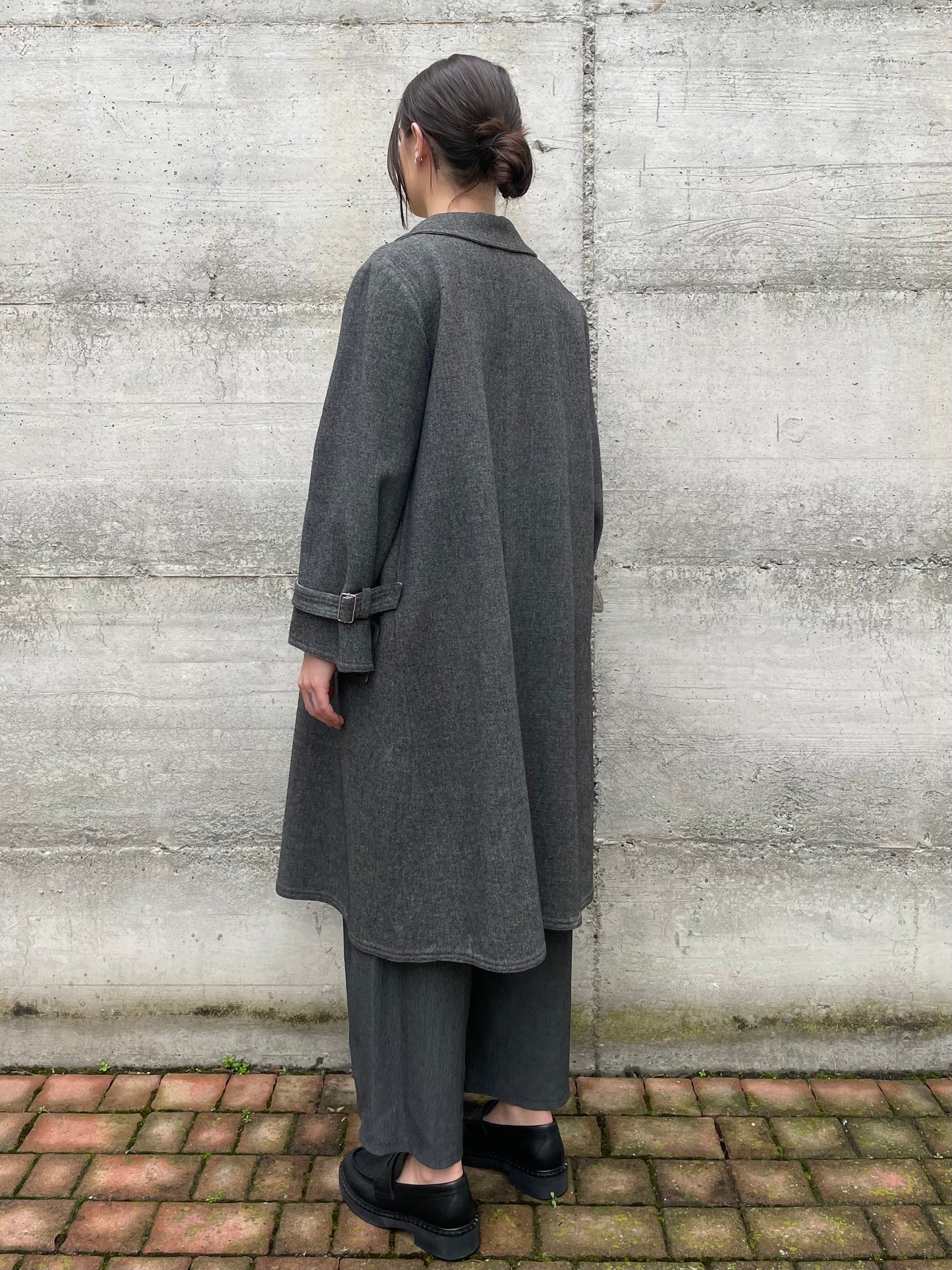 Spolverino mezza stagione lana cotta grigio - M