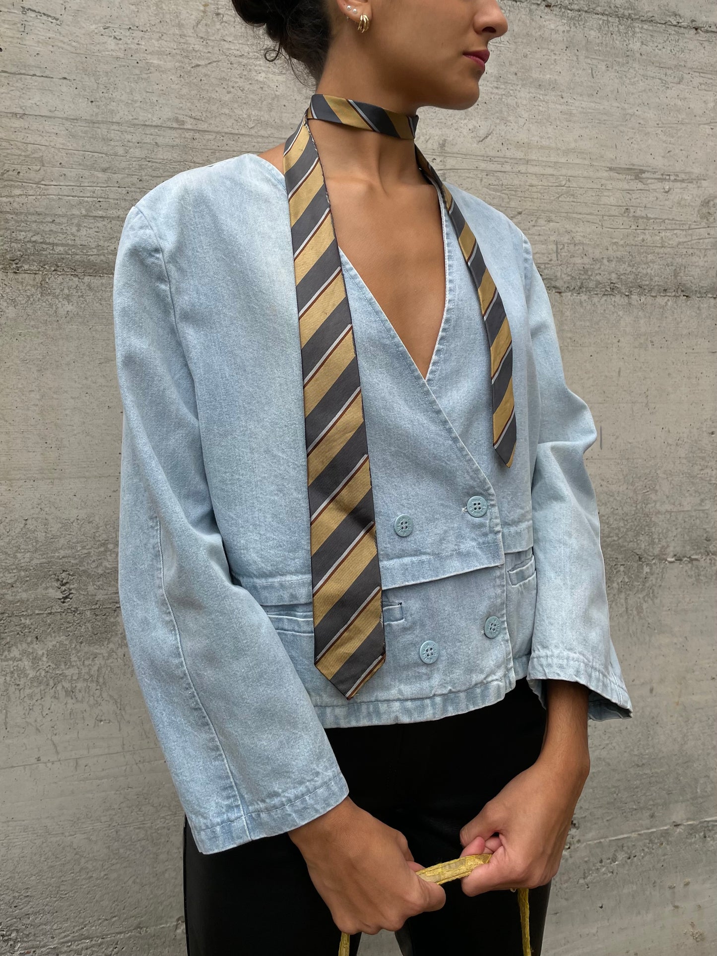 Giacchina denim cropped lavaggio chiaro 100% cotone - taglia M