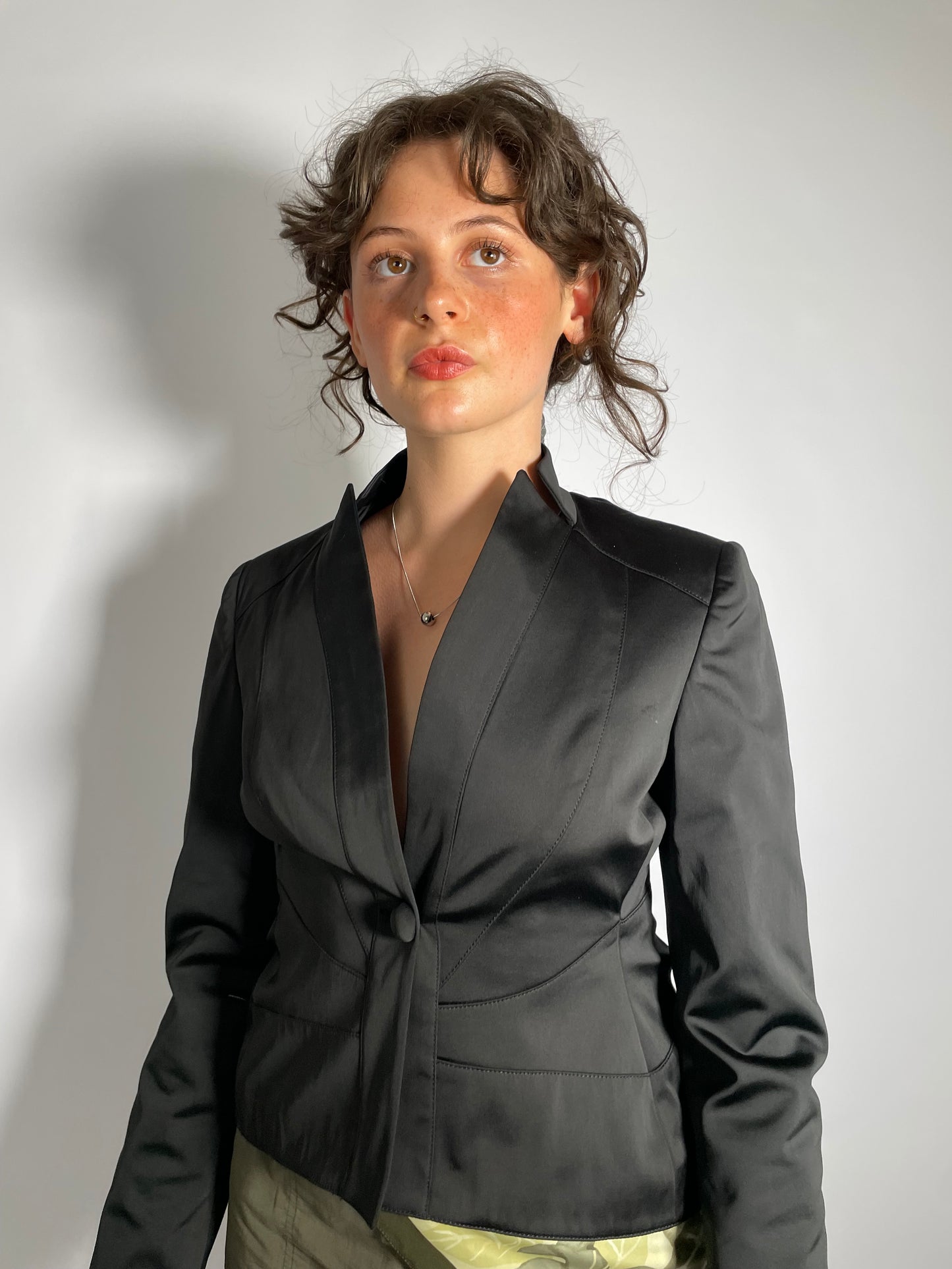 Giacchina raso nera Conbipel anni 90 - taglia S