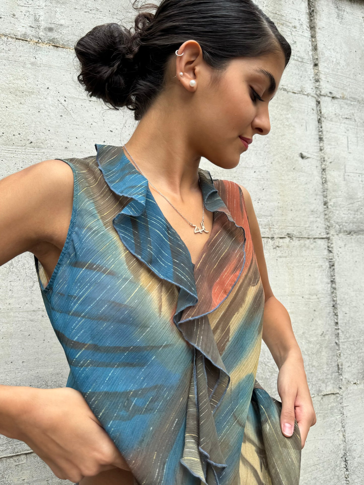 Top Y2K in crepe di viscosa