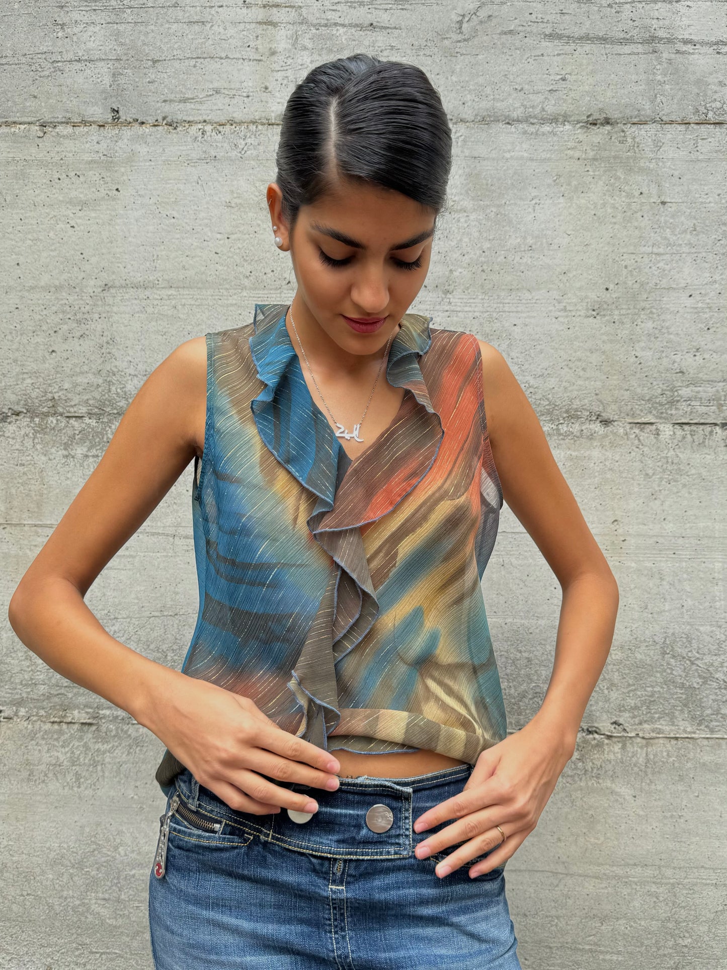 Top Y2K in crepe di viscosa