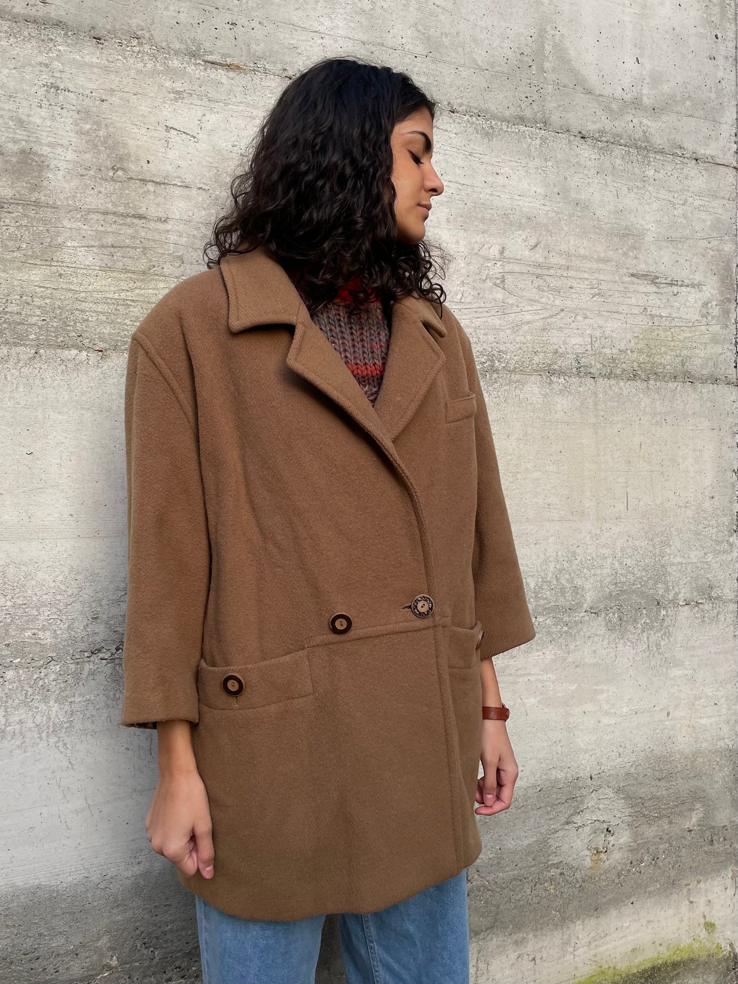 Caban sartoriale biscotto in pura lana