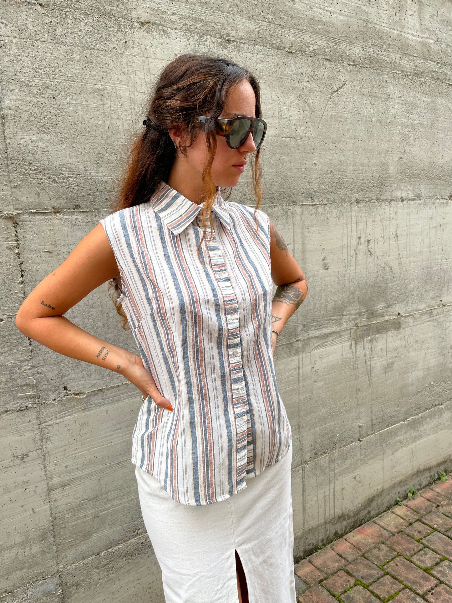Top polo stripes in cotone - taglia M