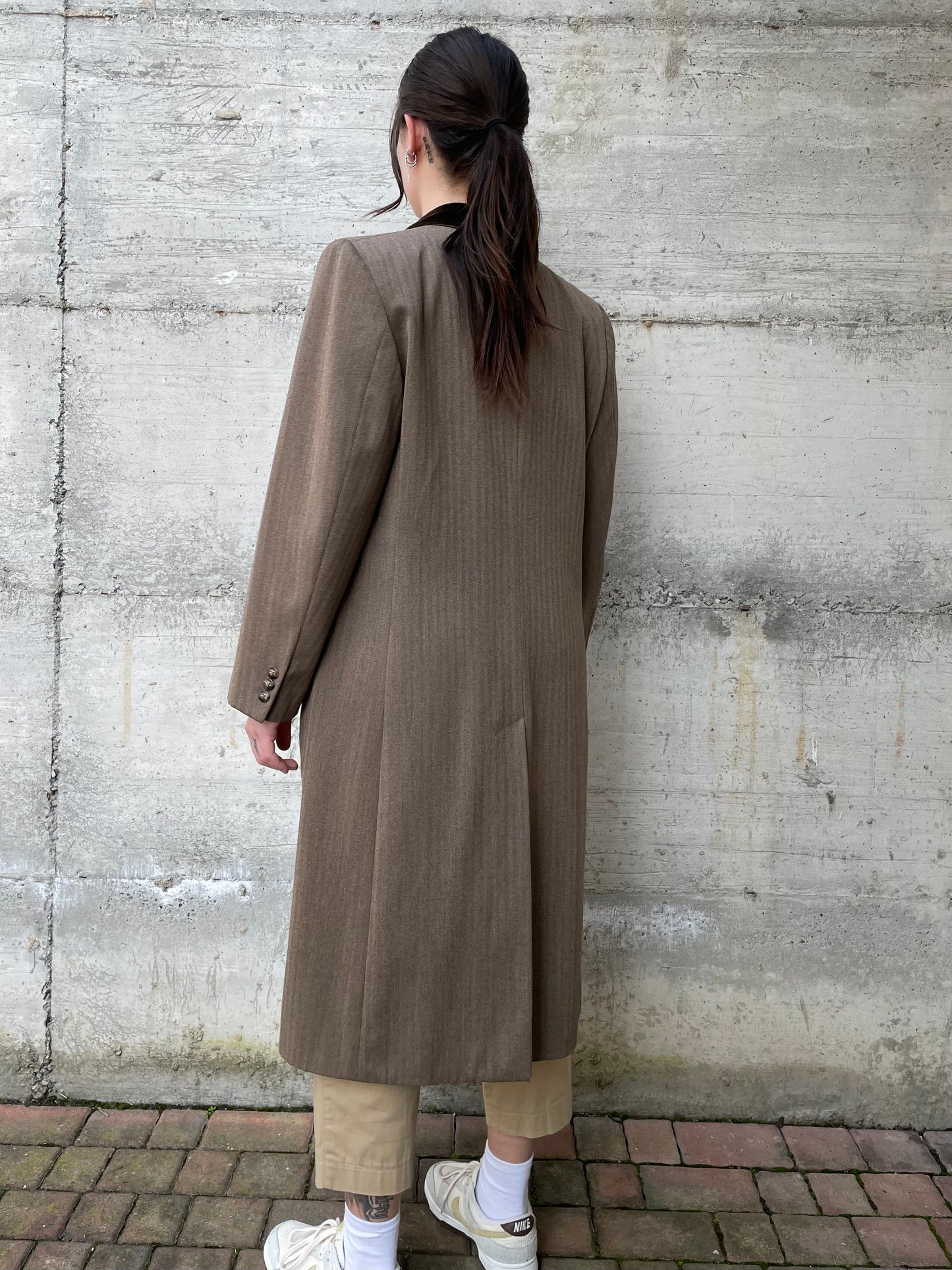 Soprabito cachi gessato mezza stagione 100% lana - 44it donna