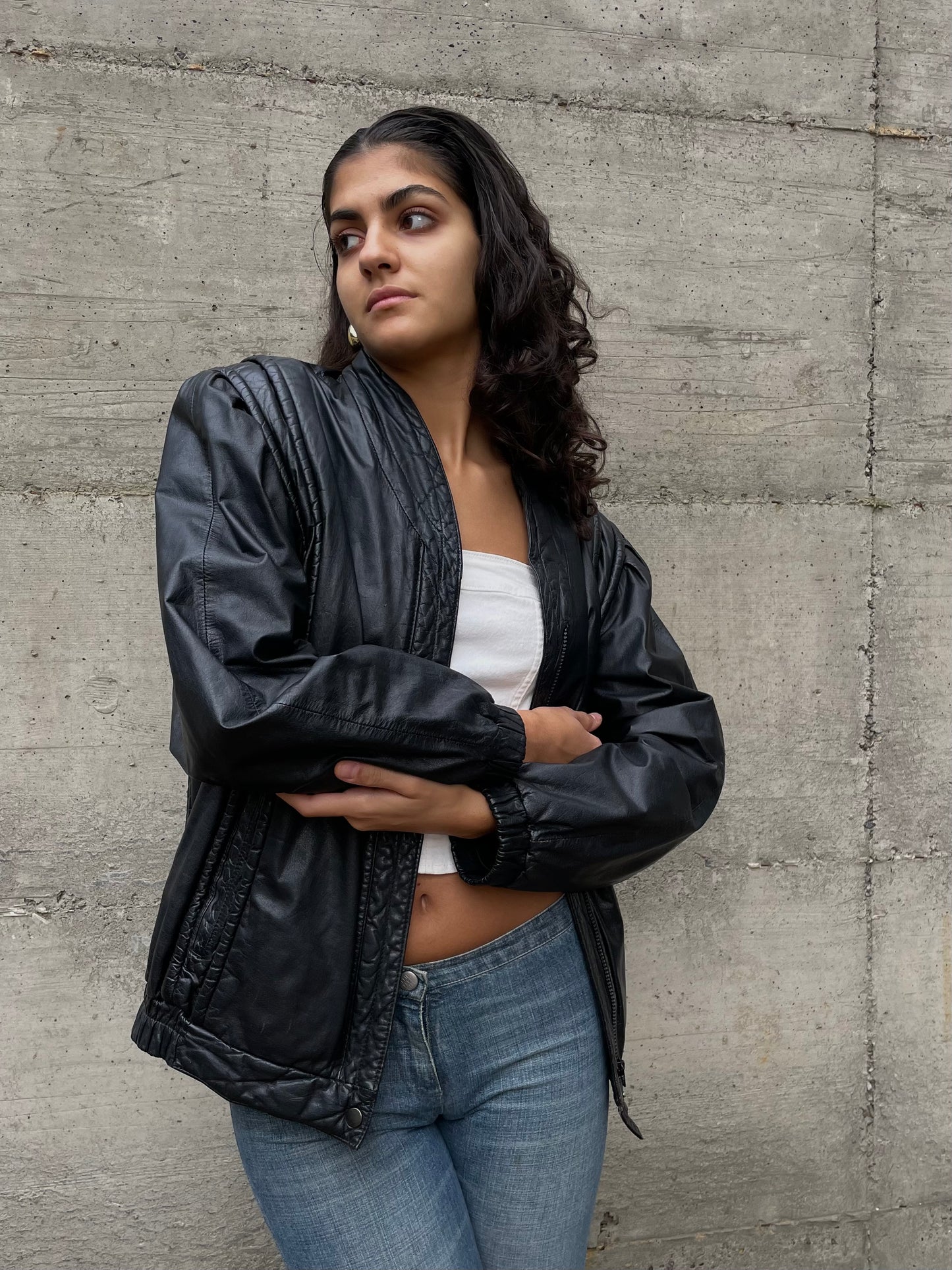 Bomber in vera pelle nero - taglia M