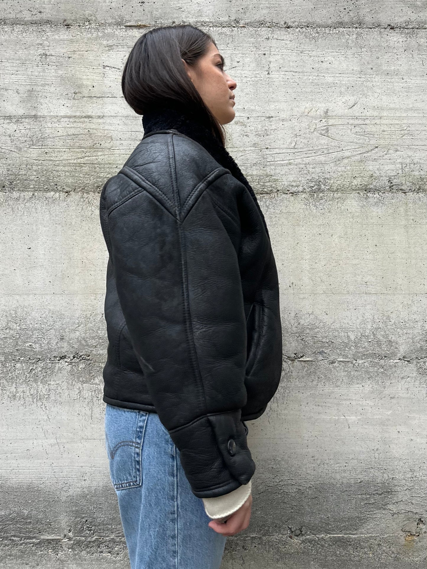 Montone Shearling cropped 80s, rara taglia 44it donna