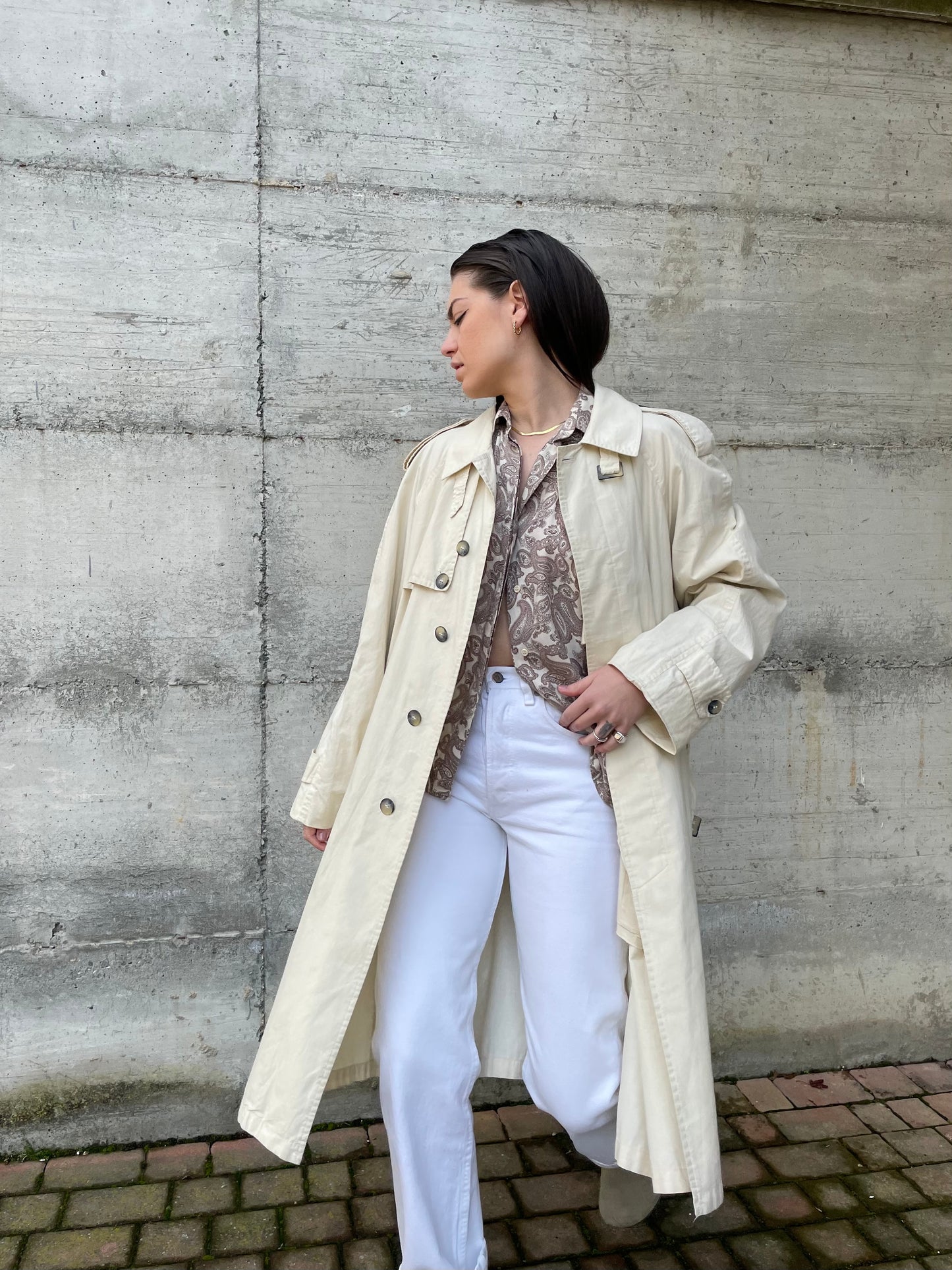 Trenchcoat crema in cotone Andrea Silardi