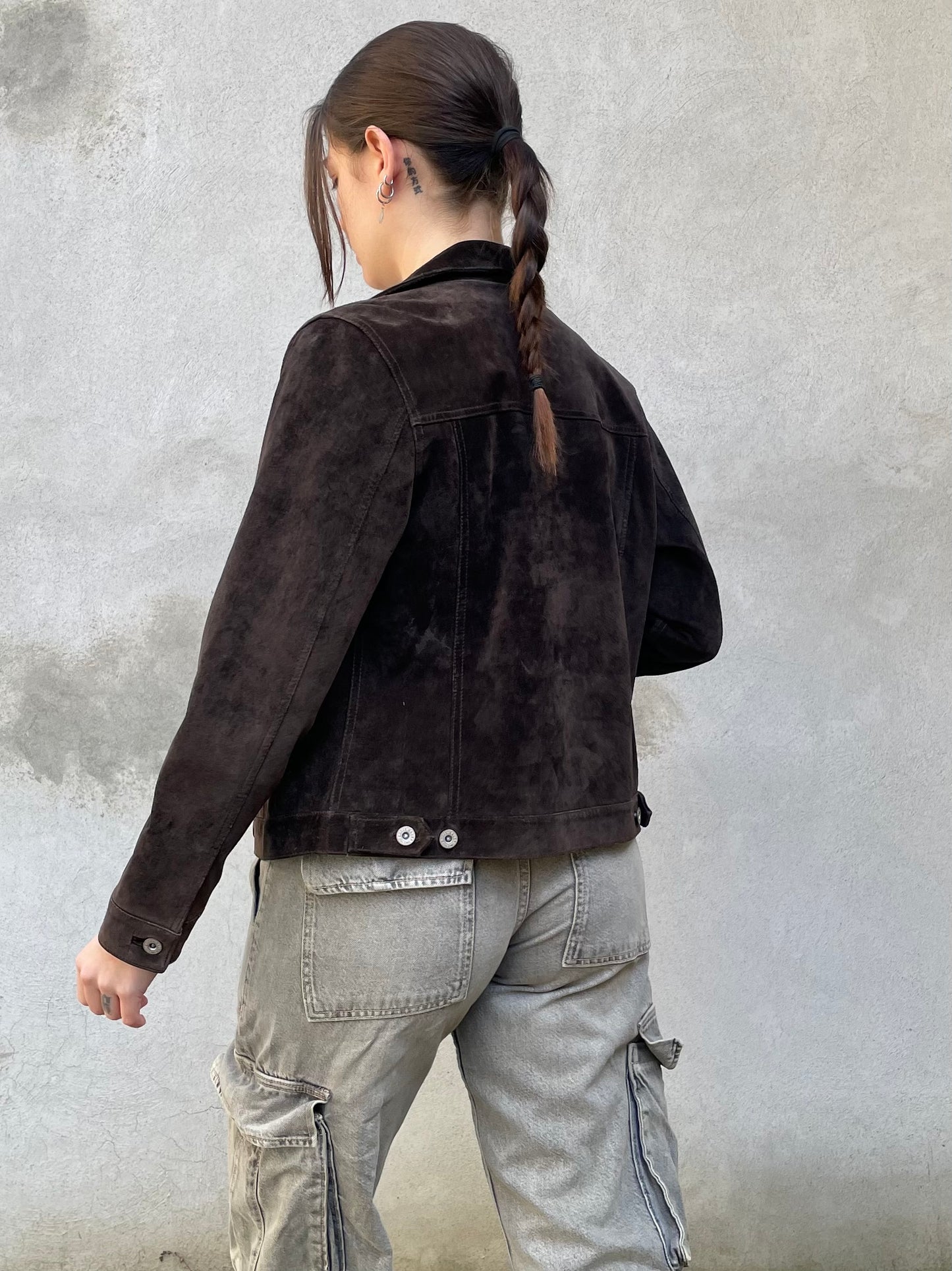 Giacca suede marrone