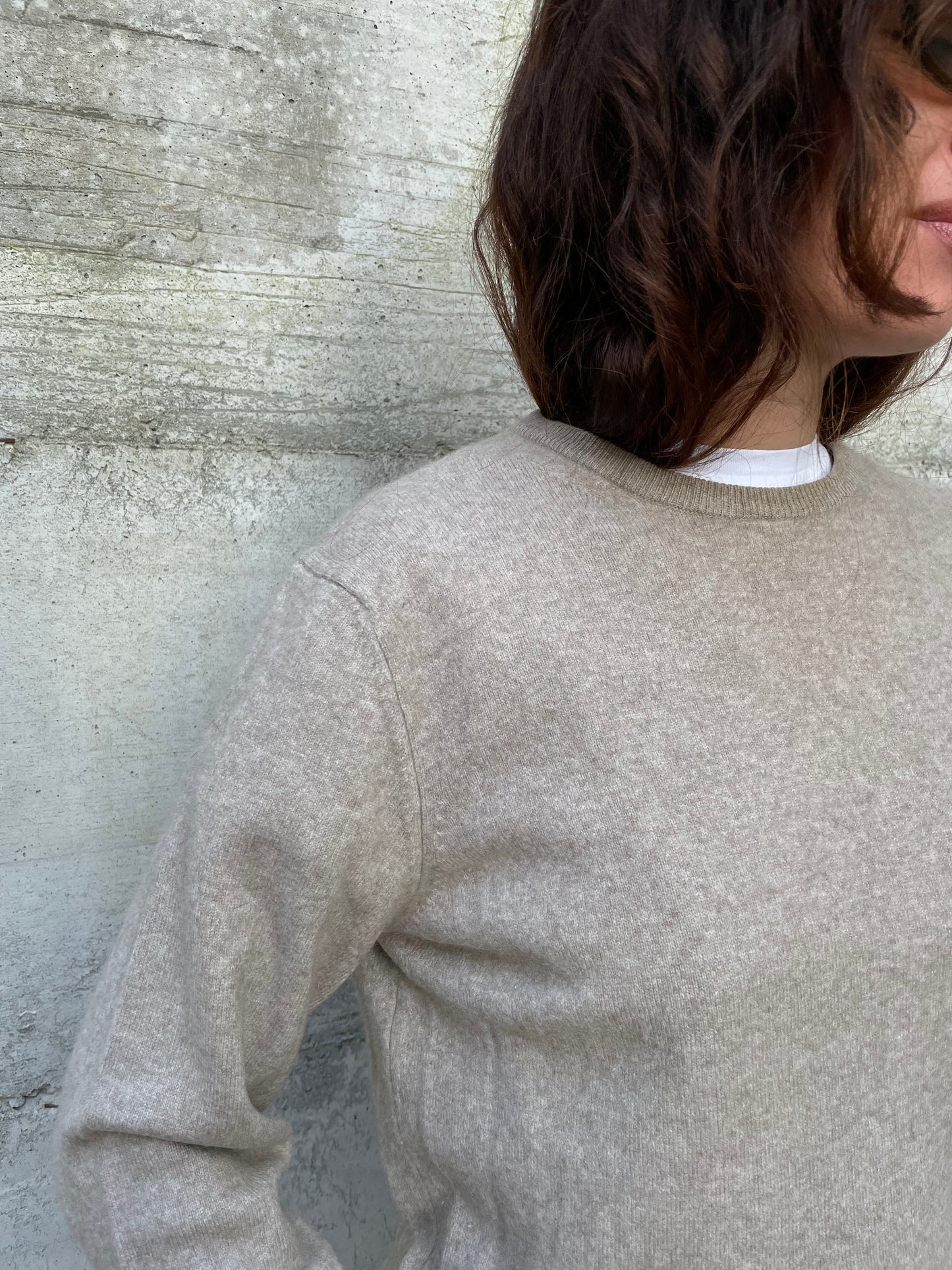 Maglioncino girocollo sabbia 100% cashmere