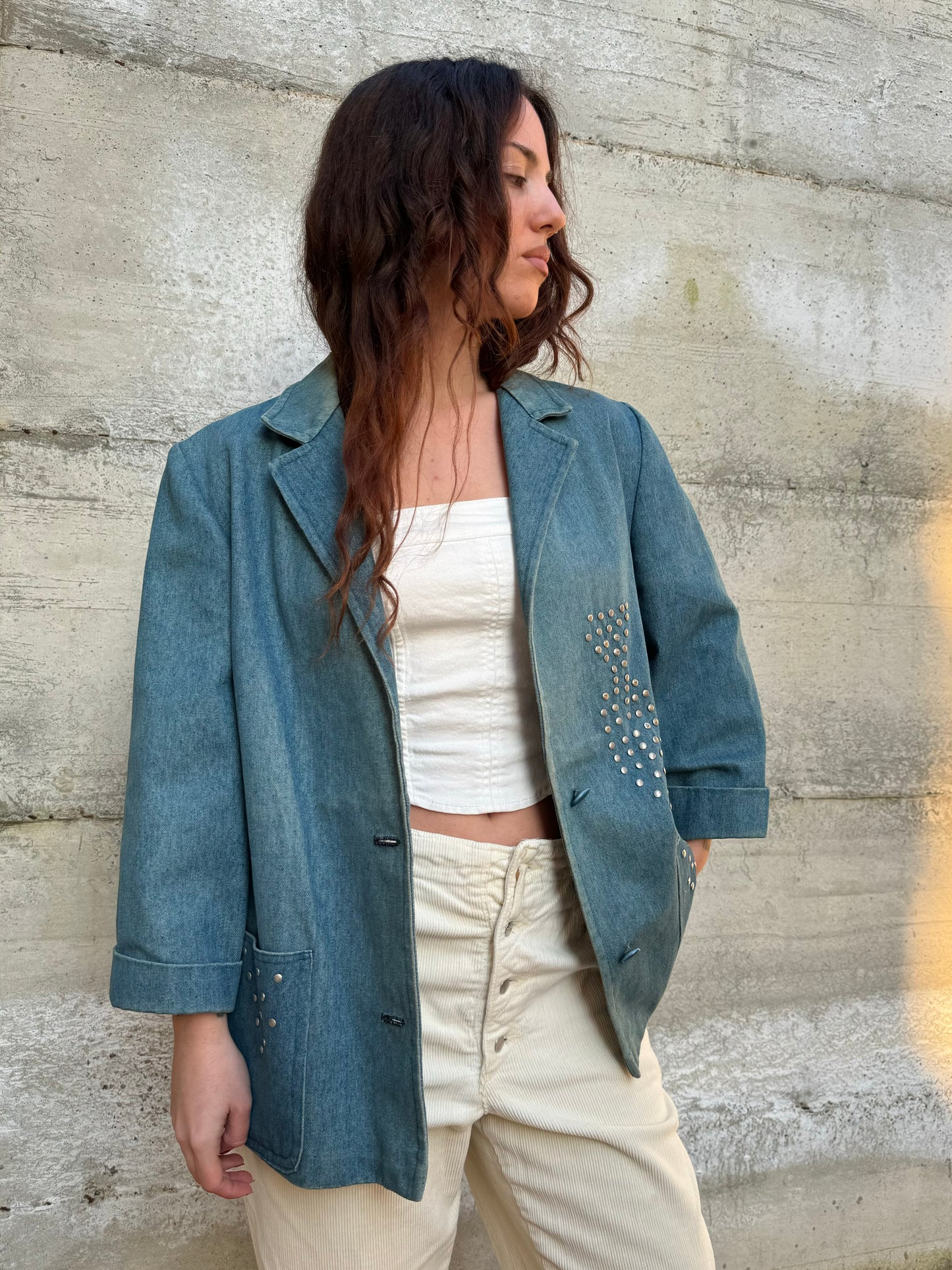 Blazer sartoriale denim lavaggio medio