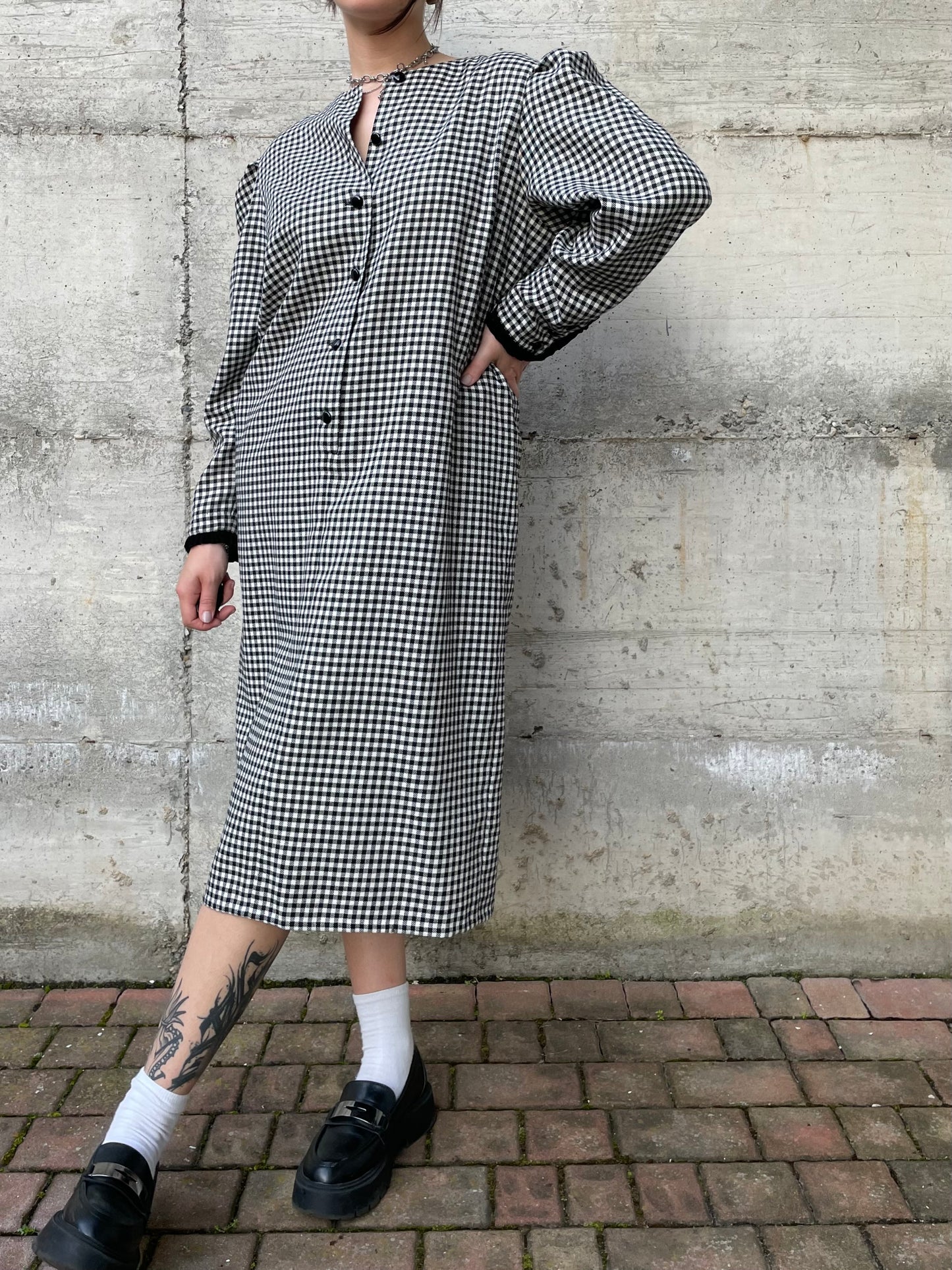 Vestito midi vichy bianco e nero Luisa Spagnoli - M/L