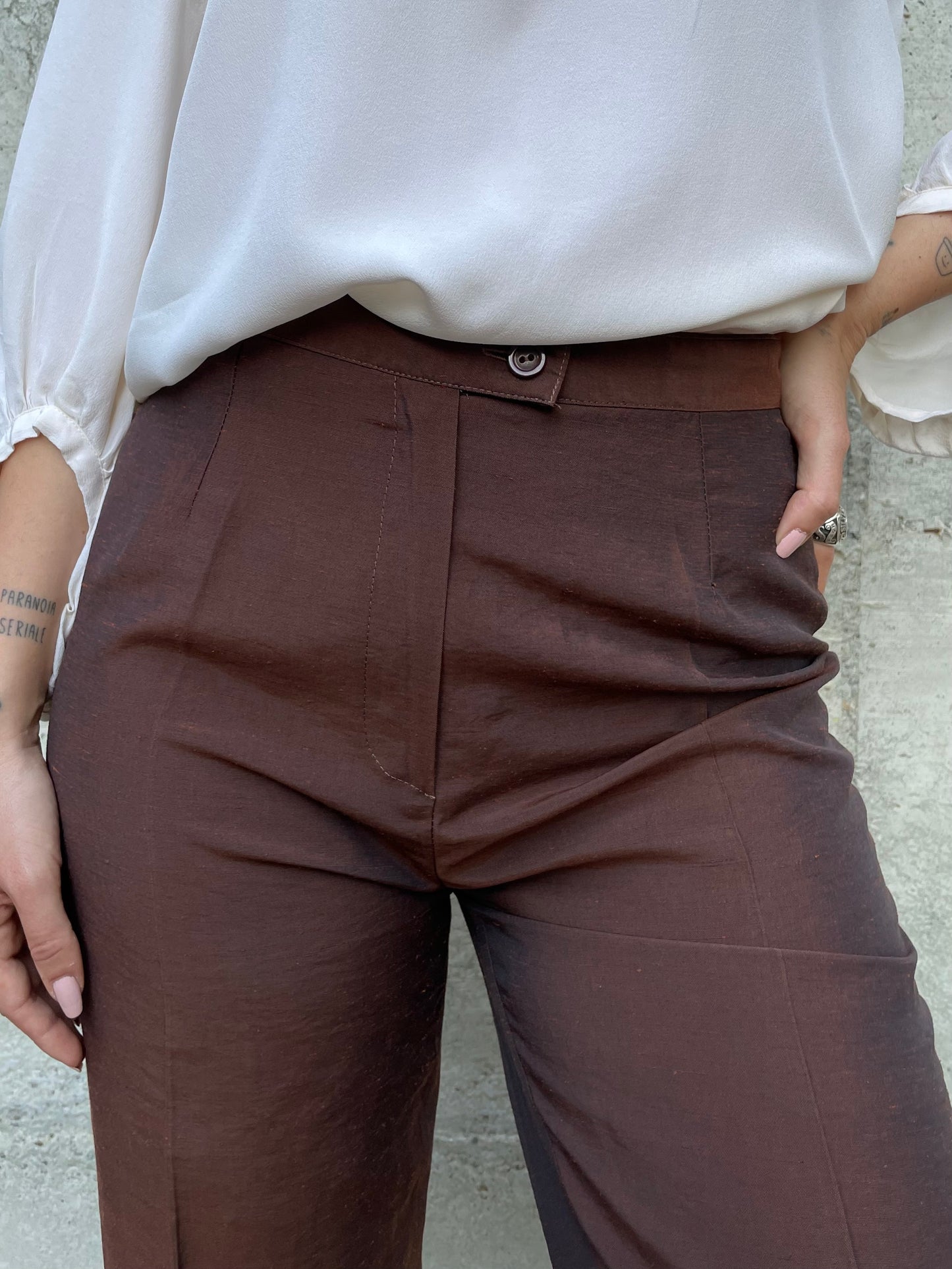 Pantalone chino shantung - misto lino e viscosa - tg. 40/42