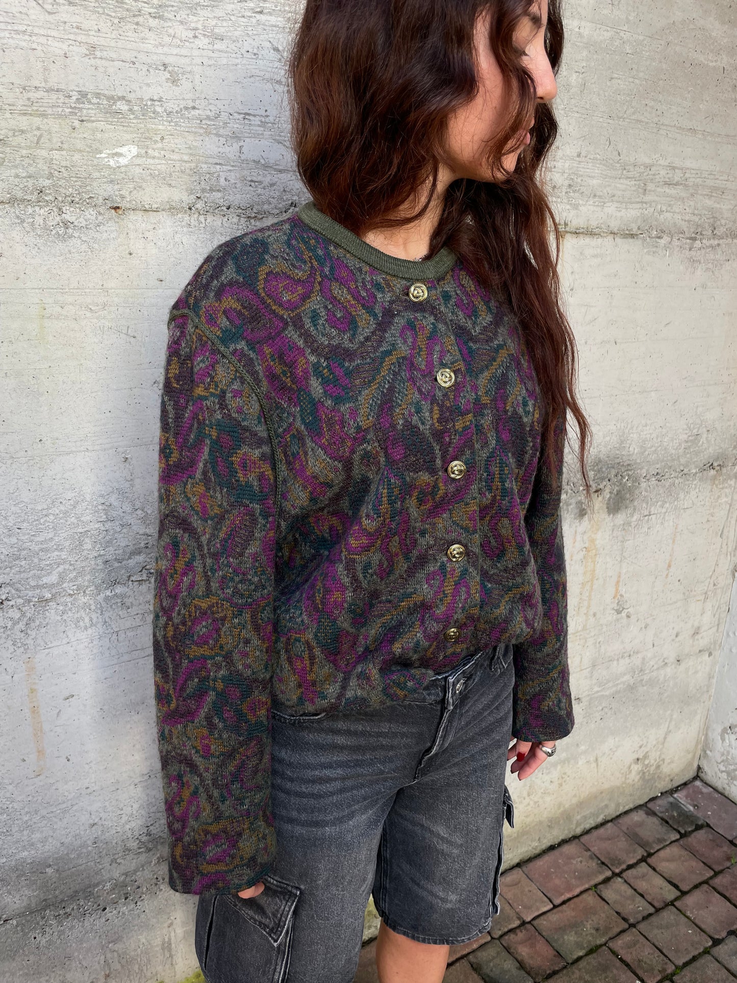 Cardigan Geiger in misto lana e mohair - taglia M/L