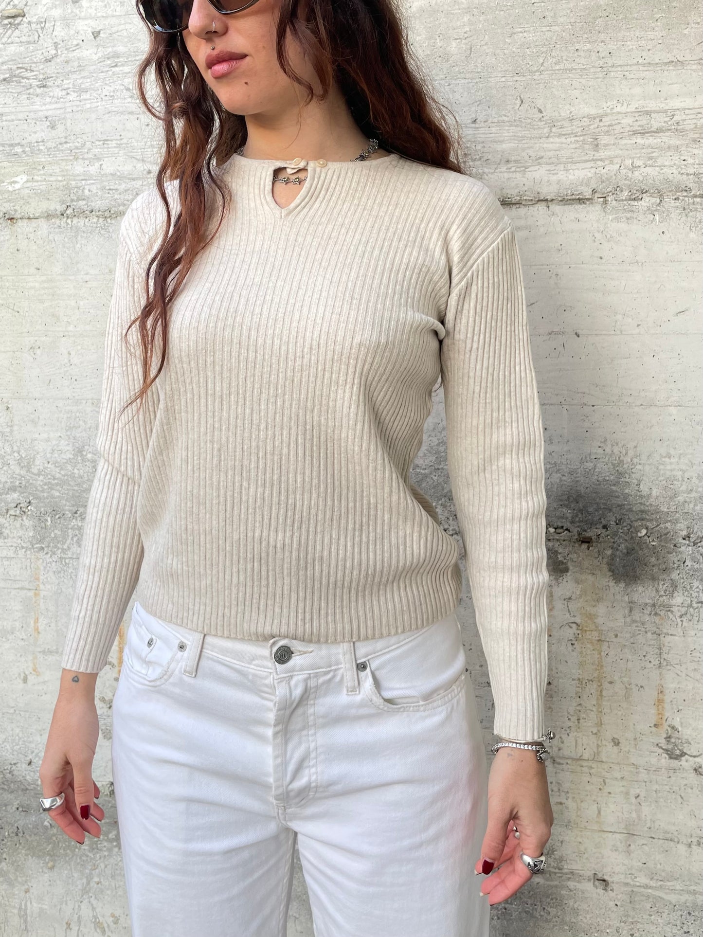 Maglioncino sabbia 100% cashmere