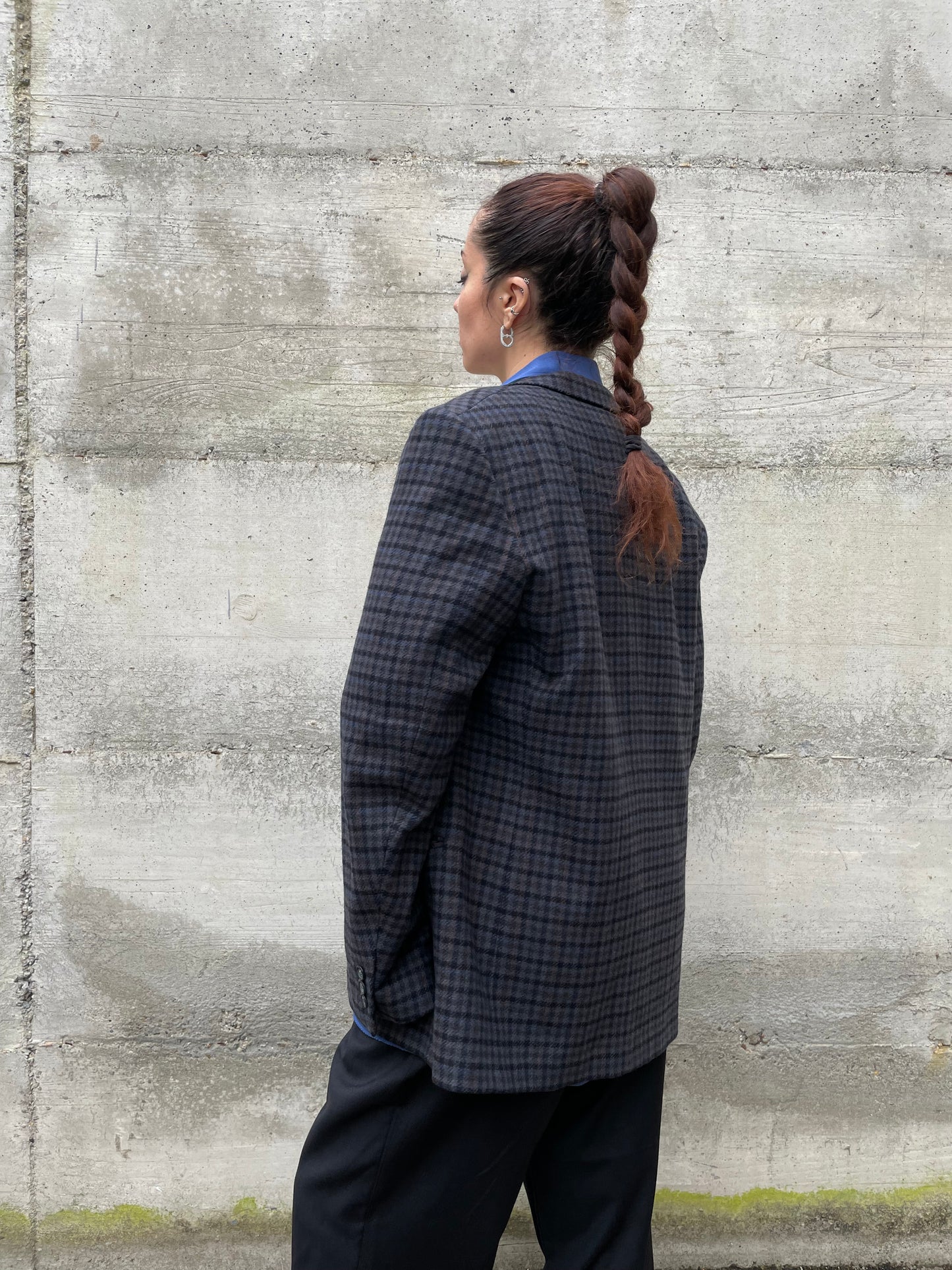 Blazer maschile tartan in misto lana e cashmere
