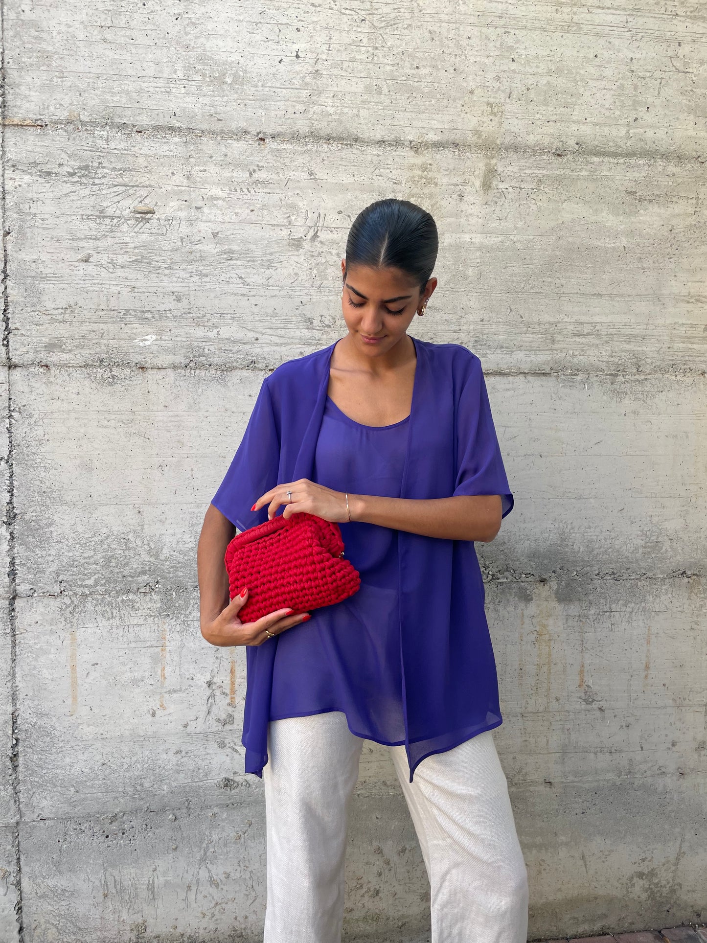 Blusa sheer Elena Mirò viola - taglia XL