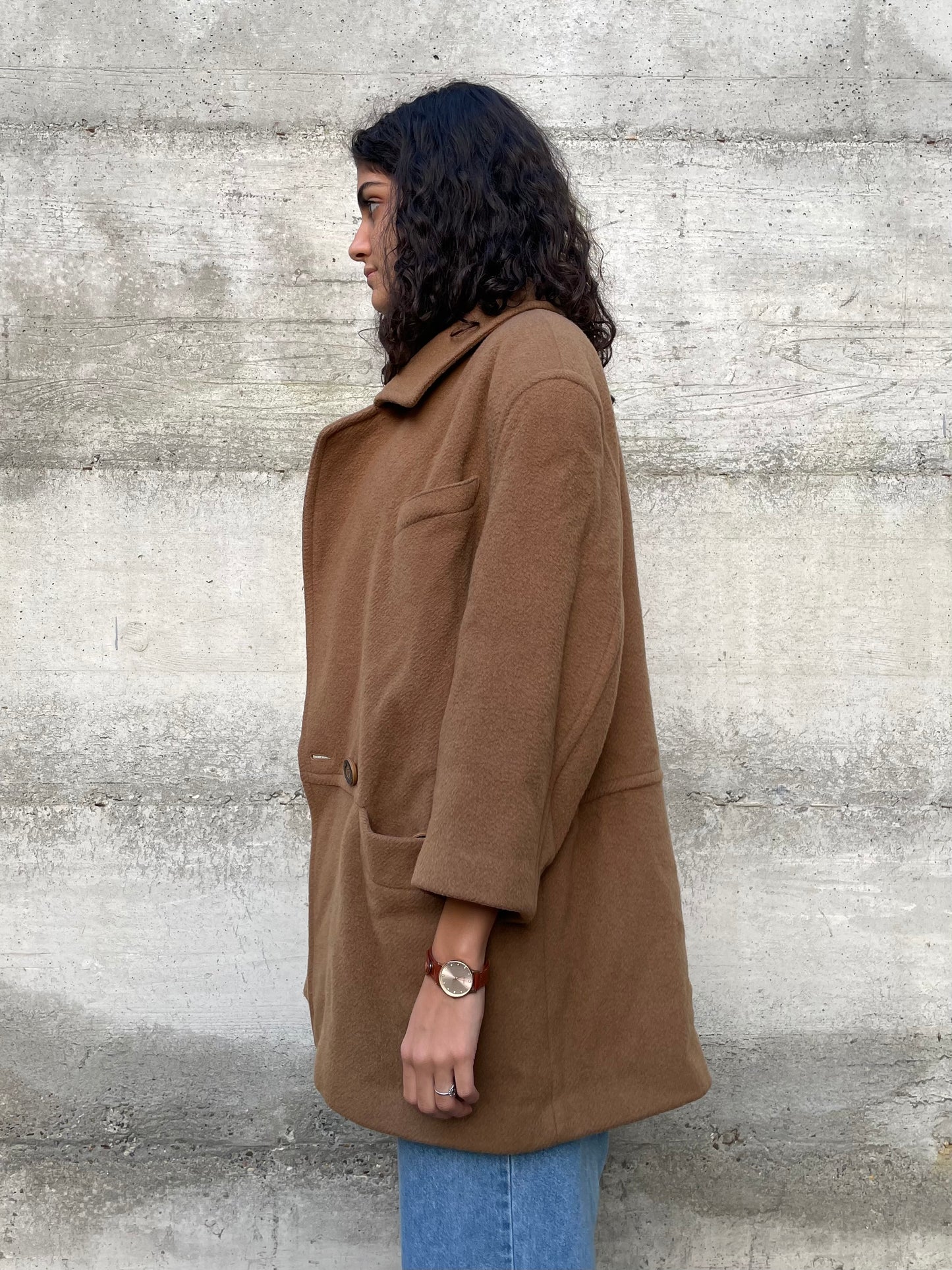 Caban sartoriale biscotto in pura lana