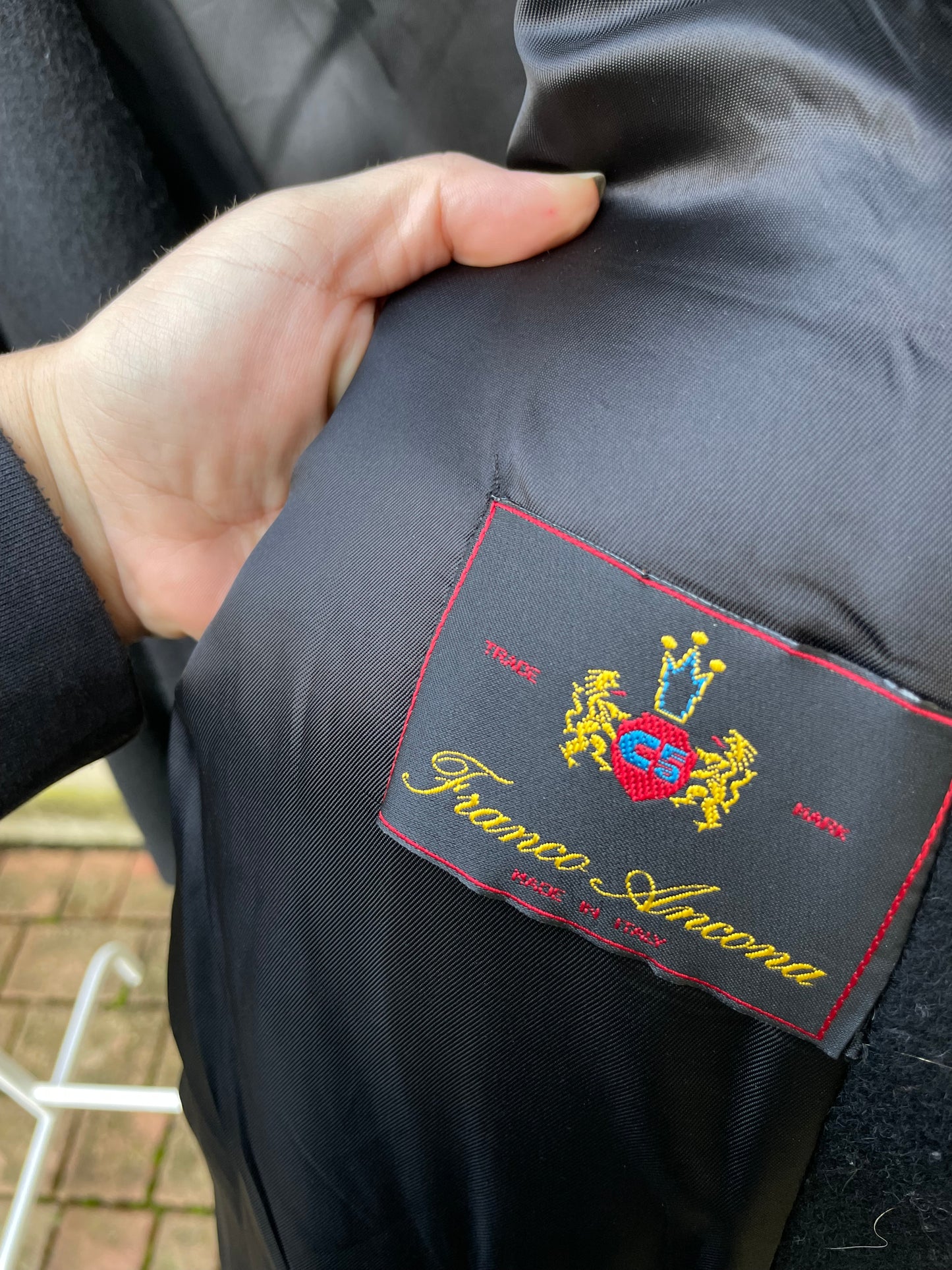 Cappotto nero sartoriale 100% lana, taglia L