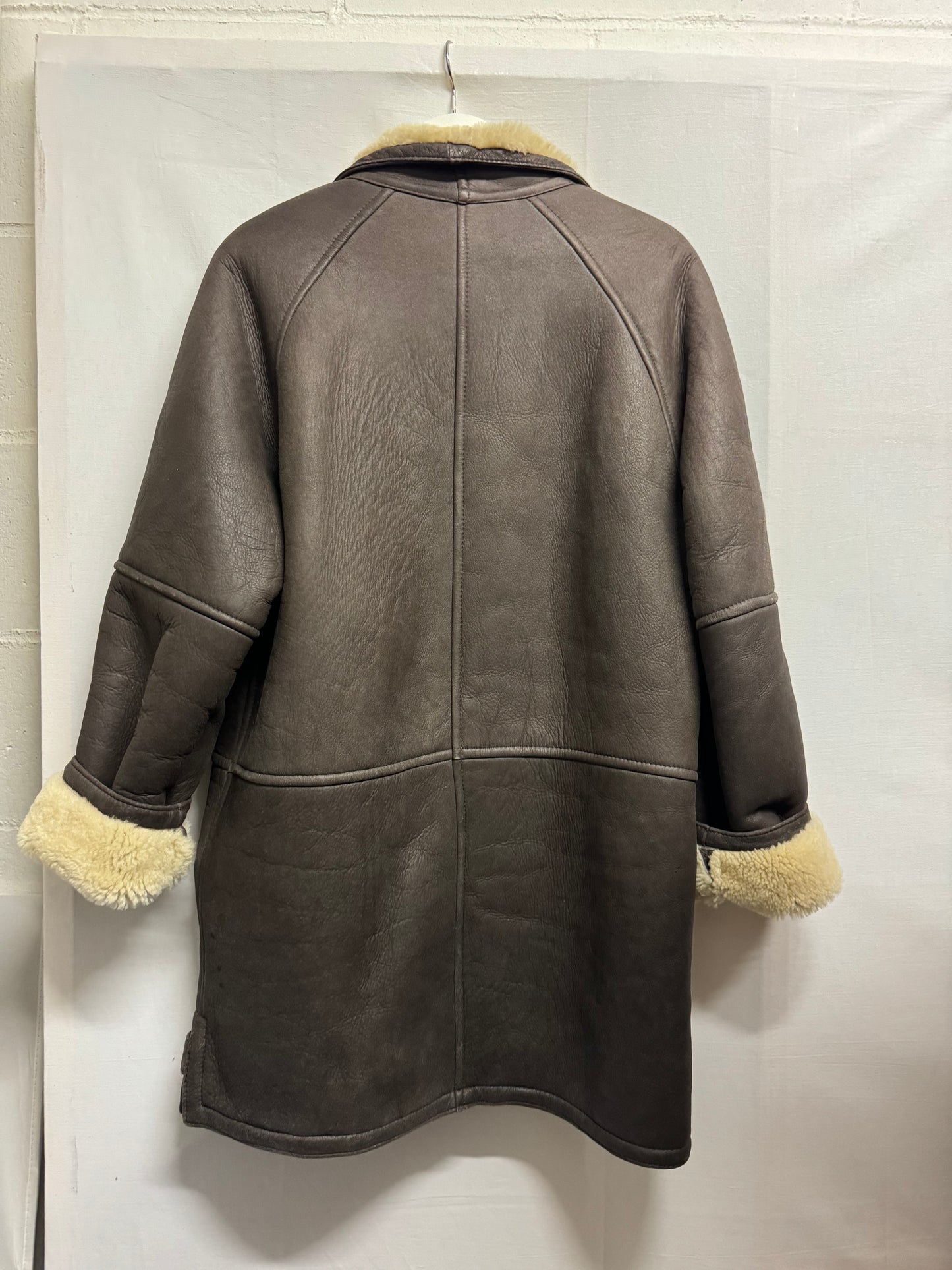 Montone originale Shearling in pelle testa di moro, taglia M uomo