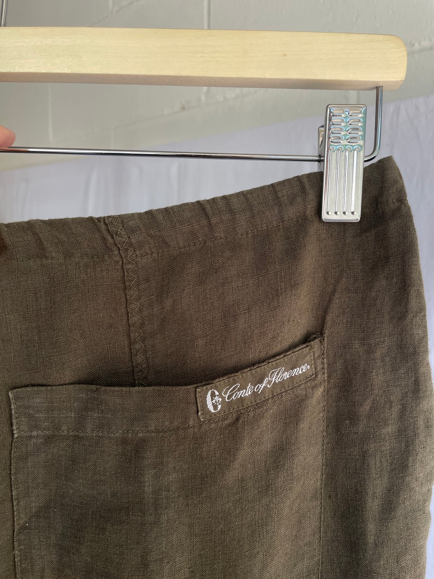 Pantalone capri ampio verde oliva 100% lino, Conte of Florence, taglia 42it
