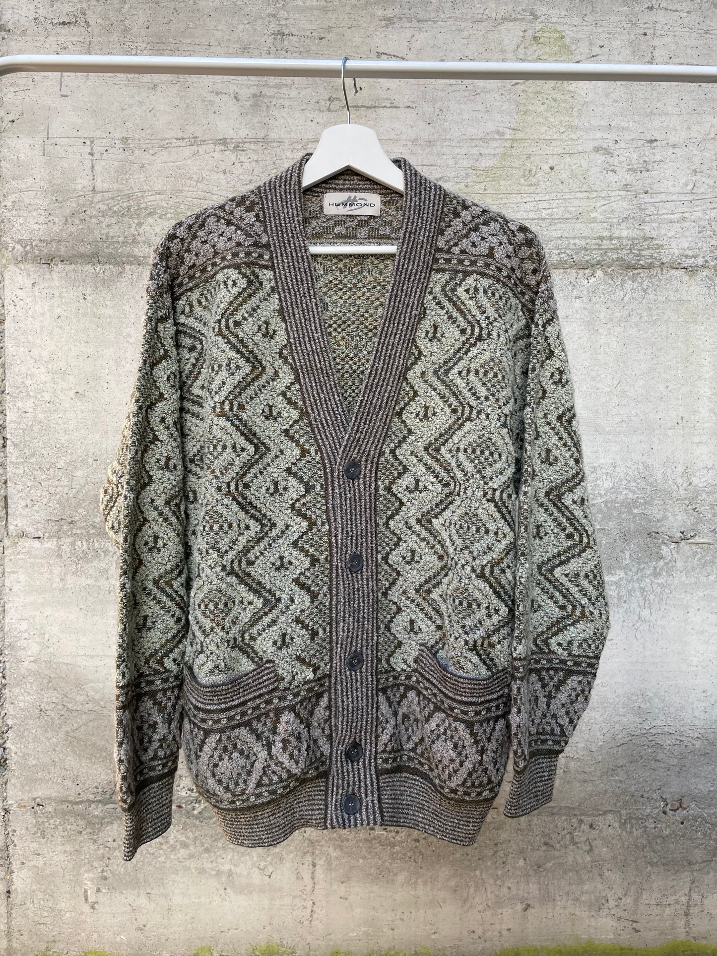 Maxi cardigan fantasia misto lana vergine e mohair - taglia unica