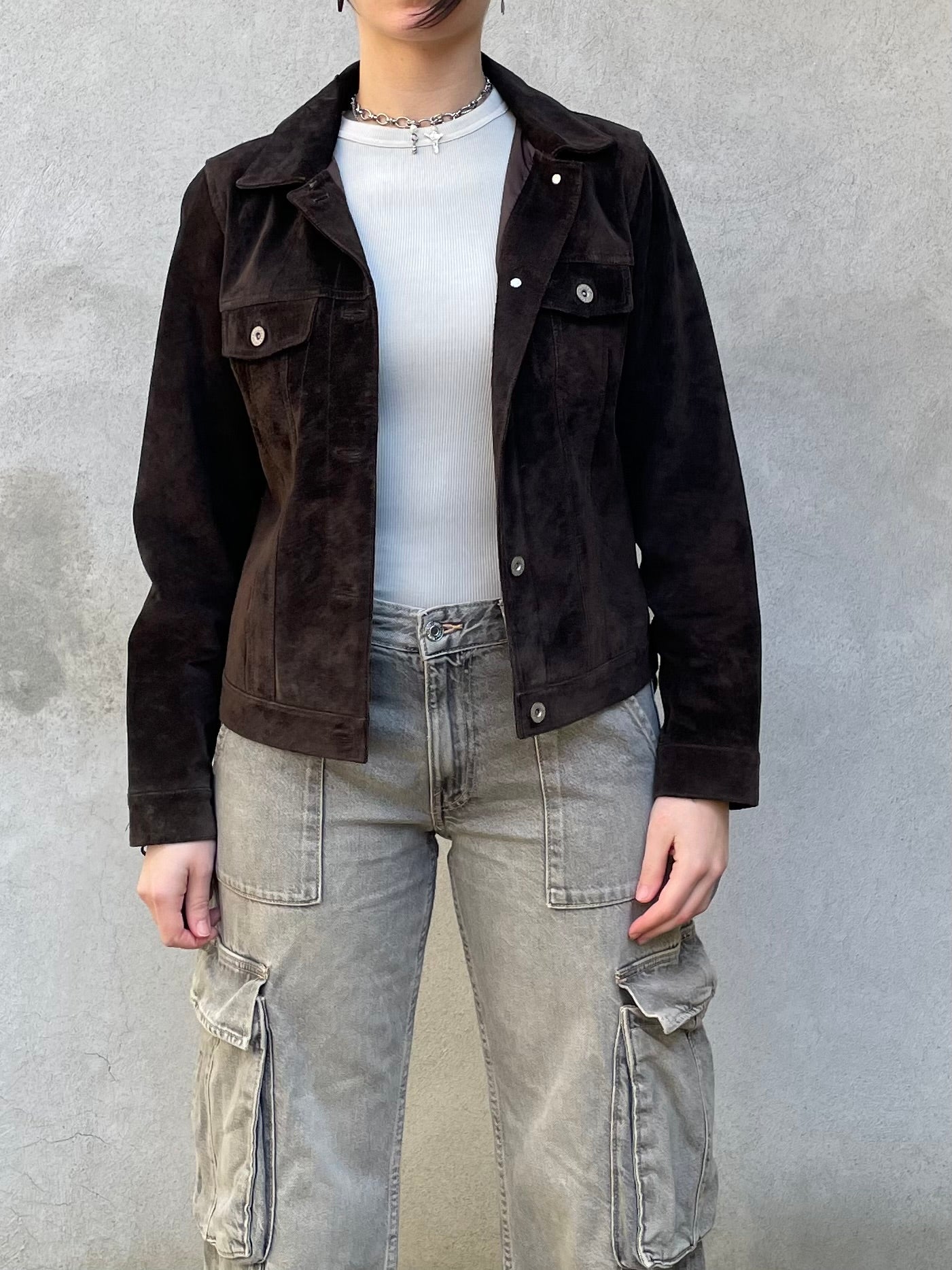 Giacca suede marrone