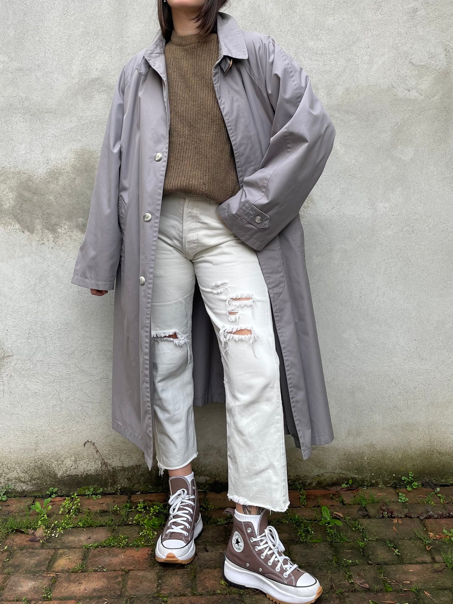 Trenchcoat lungo monopetto glicine