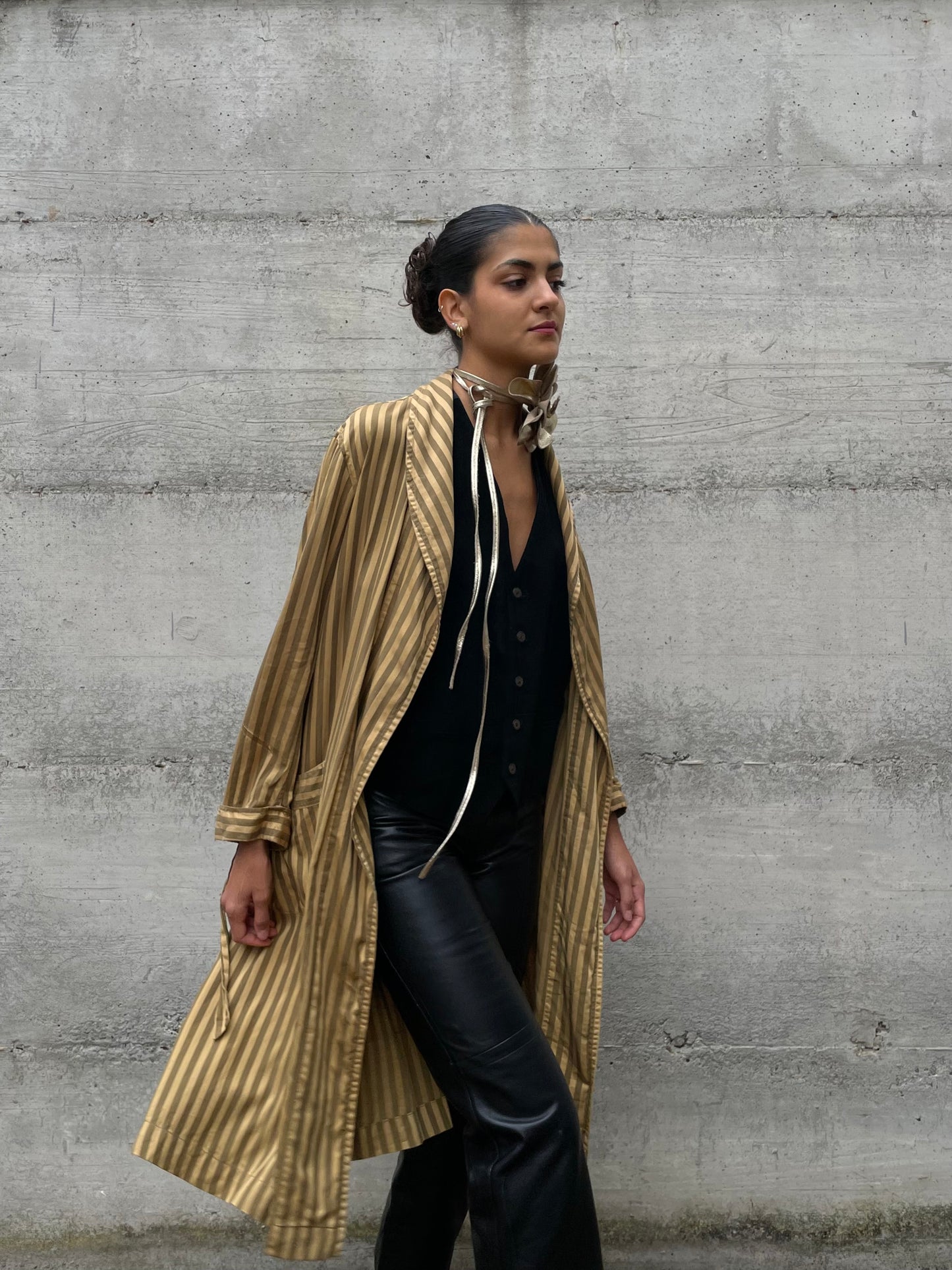 Vestaglia sartoriale in seta striped - taglia unica