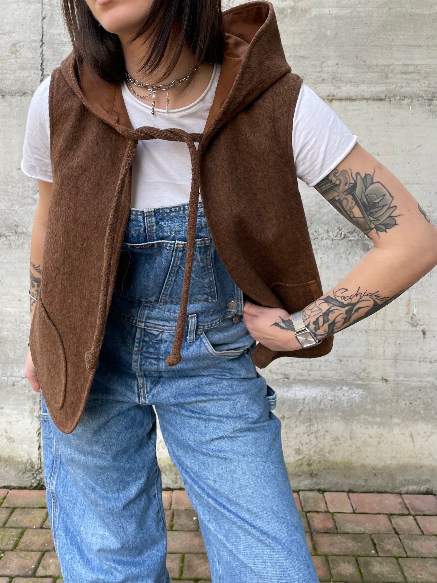 Gilet double face sartoriale con cappuccio