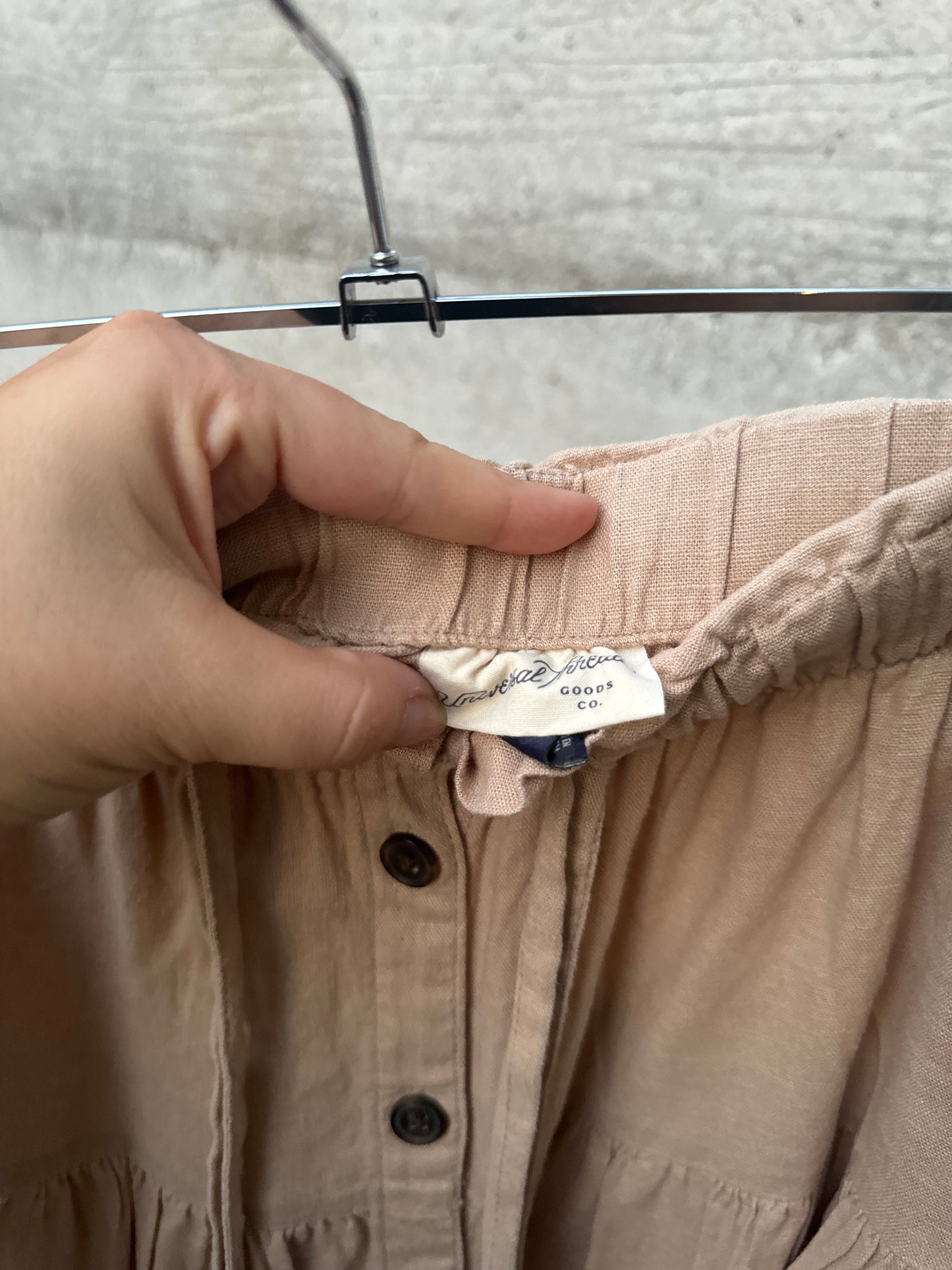 Gonna midi beige in misto lino e cotone, taglia M