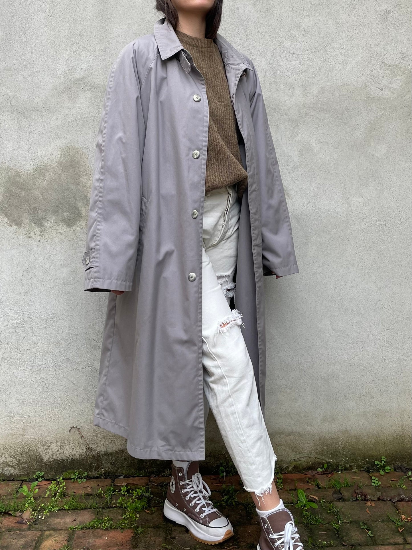 Trenchcoat lungo monopetto glicine
