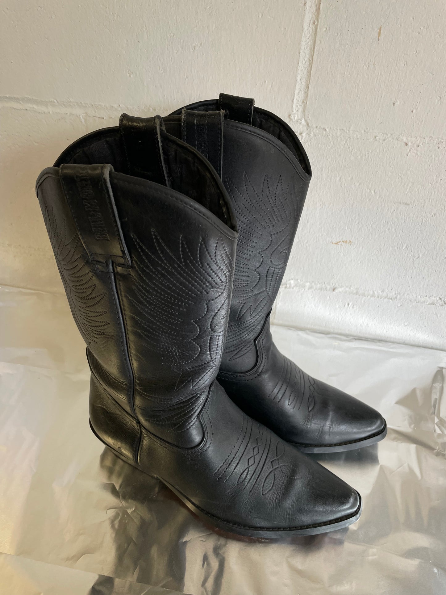 EU 39 - Texano vintage vera pelle nero, originale americano