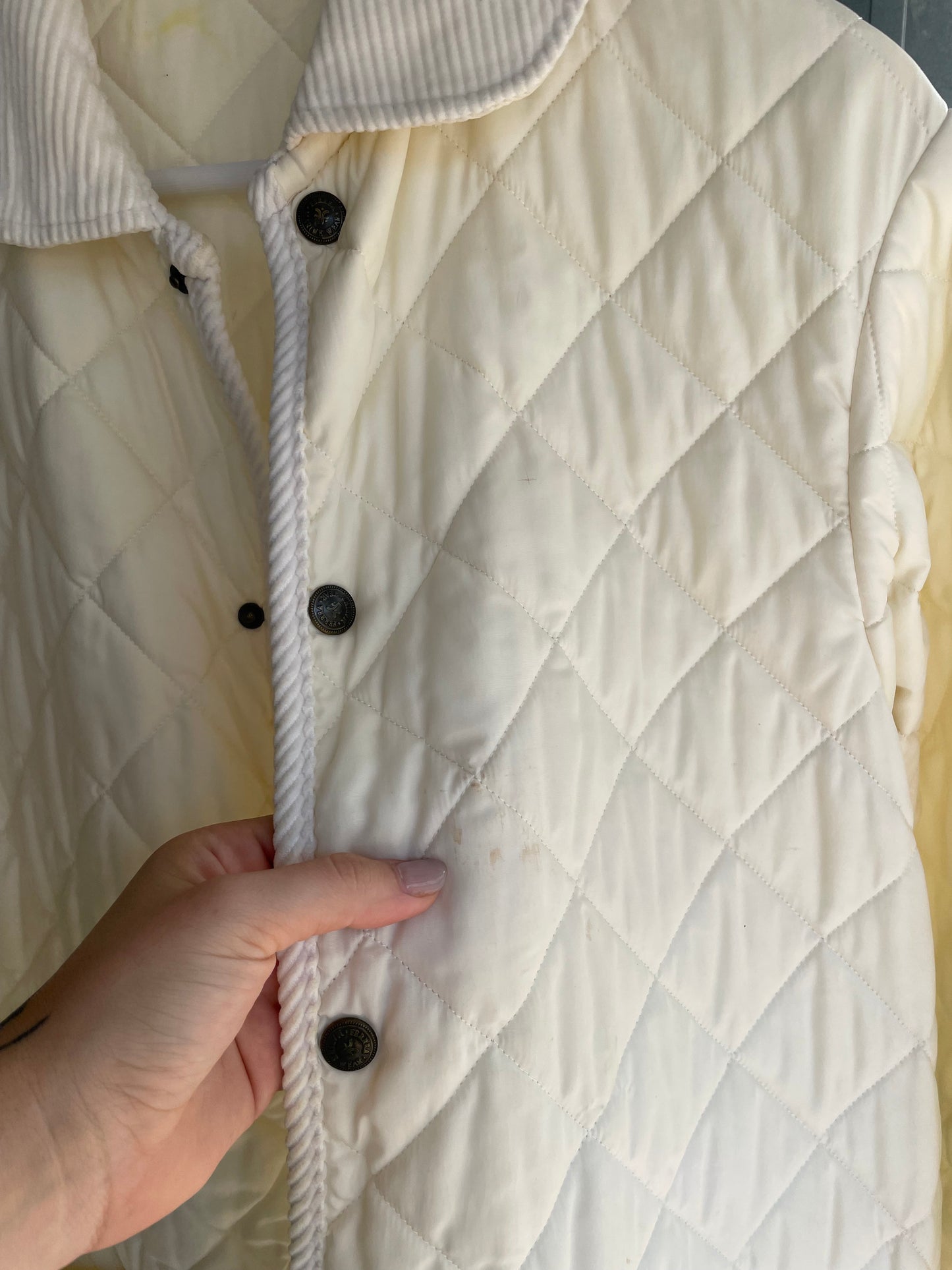 Husky trapuntato bianco con colletto in velluto - M