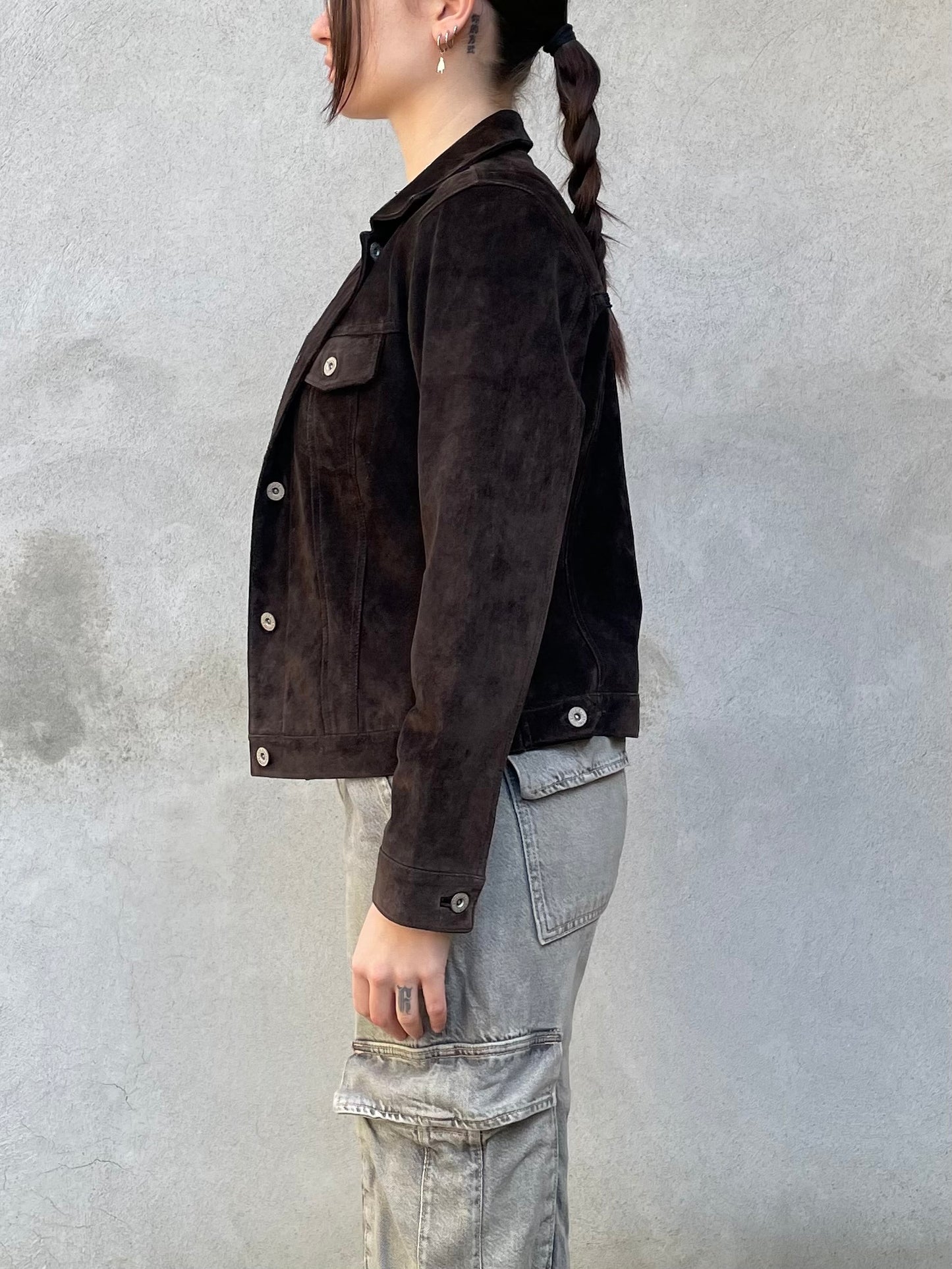 Giacca suede marrone