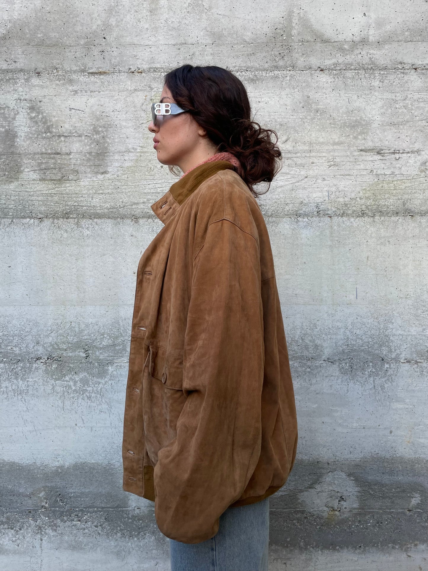 Bomber suede oversize color cognac