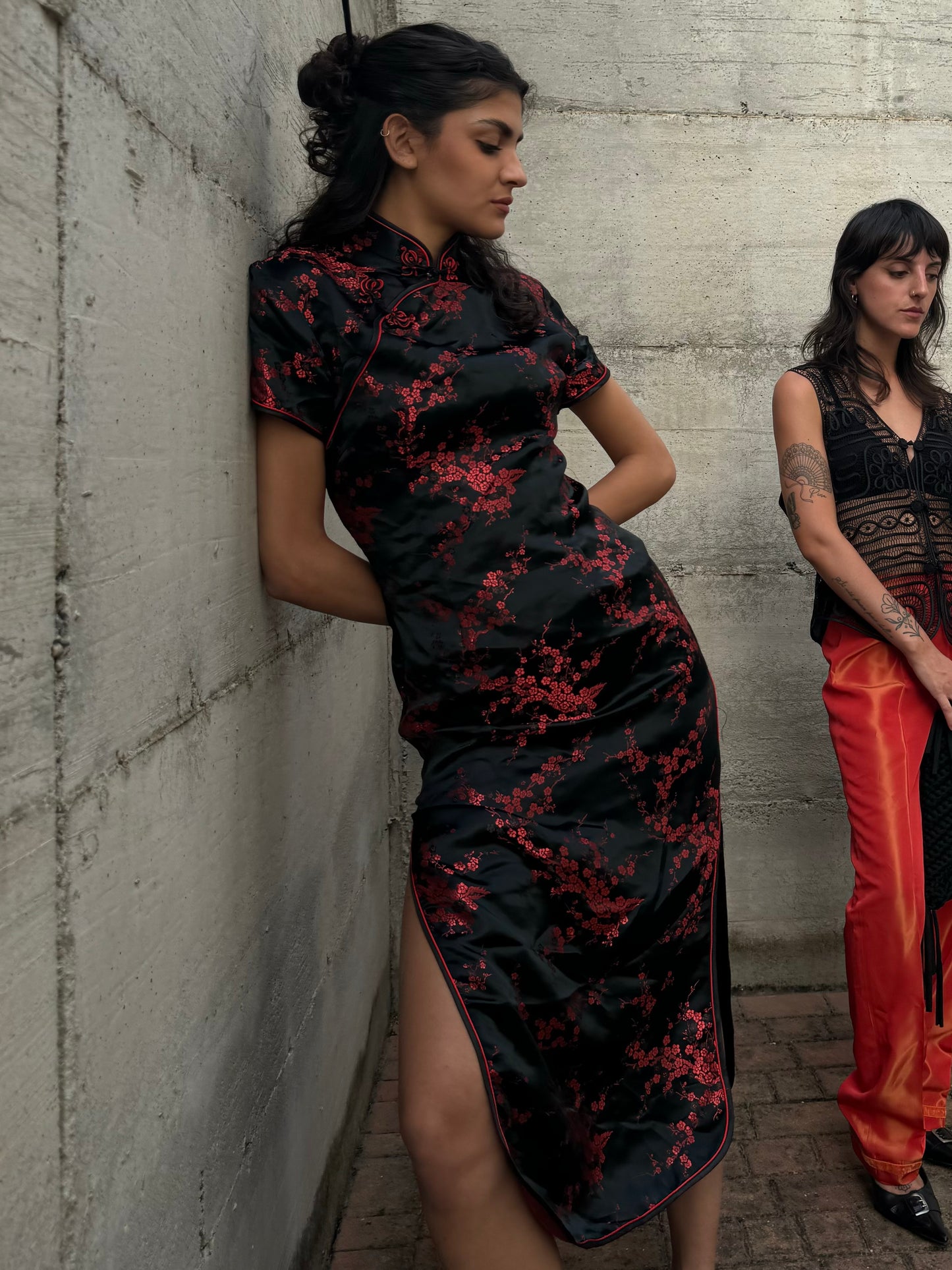 Abito midi in autentica seta cinese, taglia S