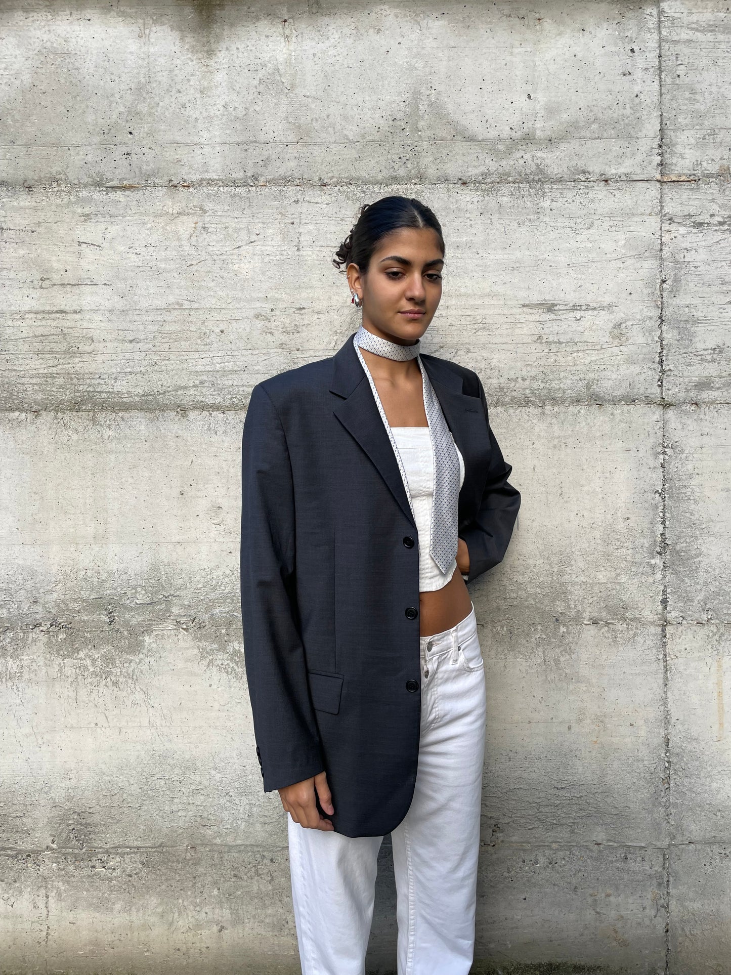 Blazer oversize in fresco lana grigio scuro - taglia M uomo