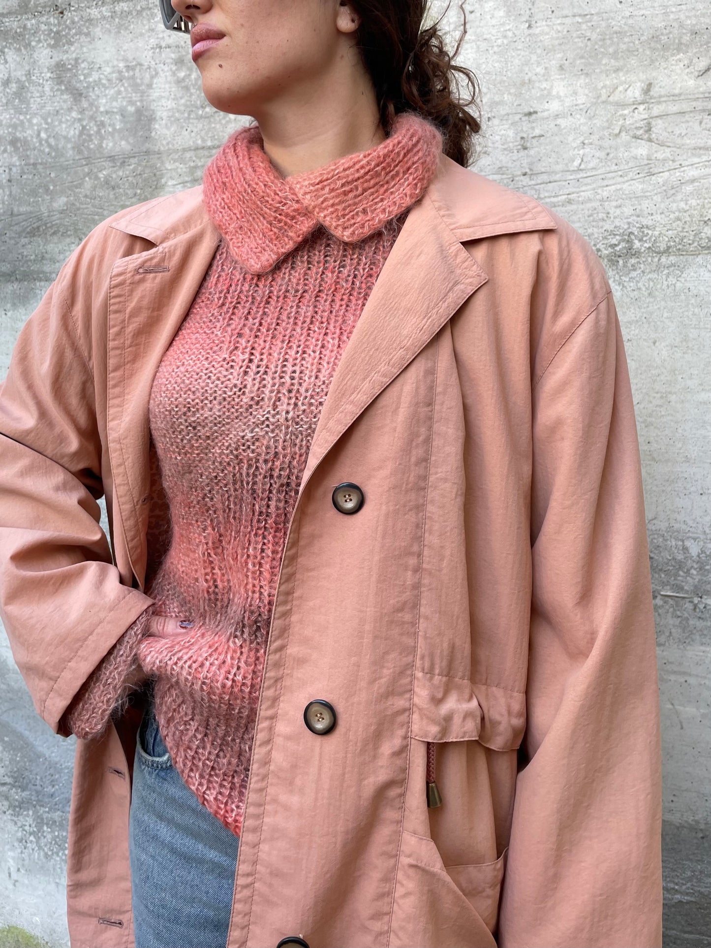 Giacca a vento foderata con coulisse rosa salmone