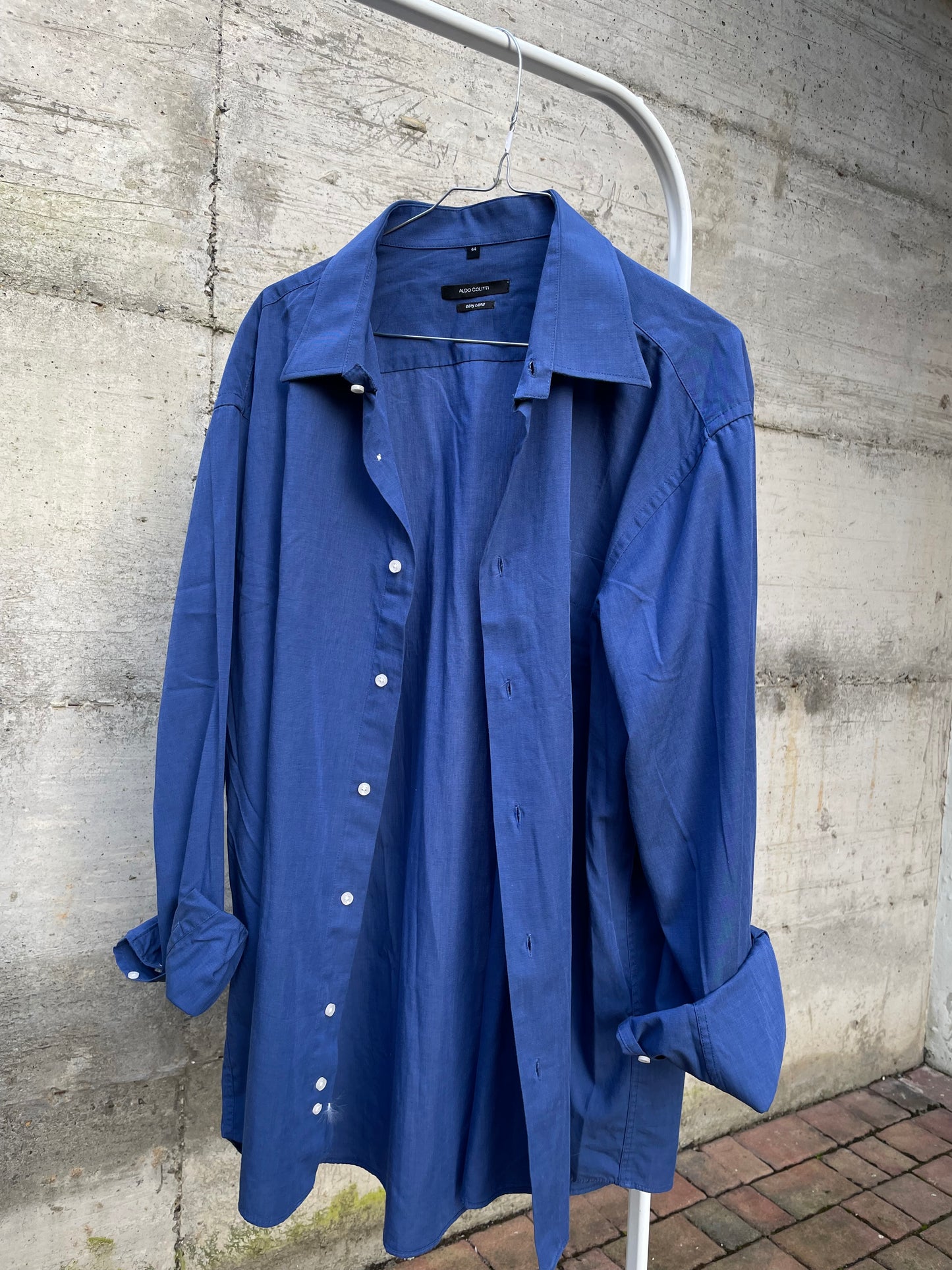 Camicia blu chino Aldo Colitti 100% cotone, taglia M uomo